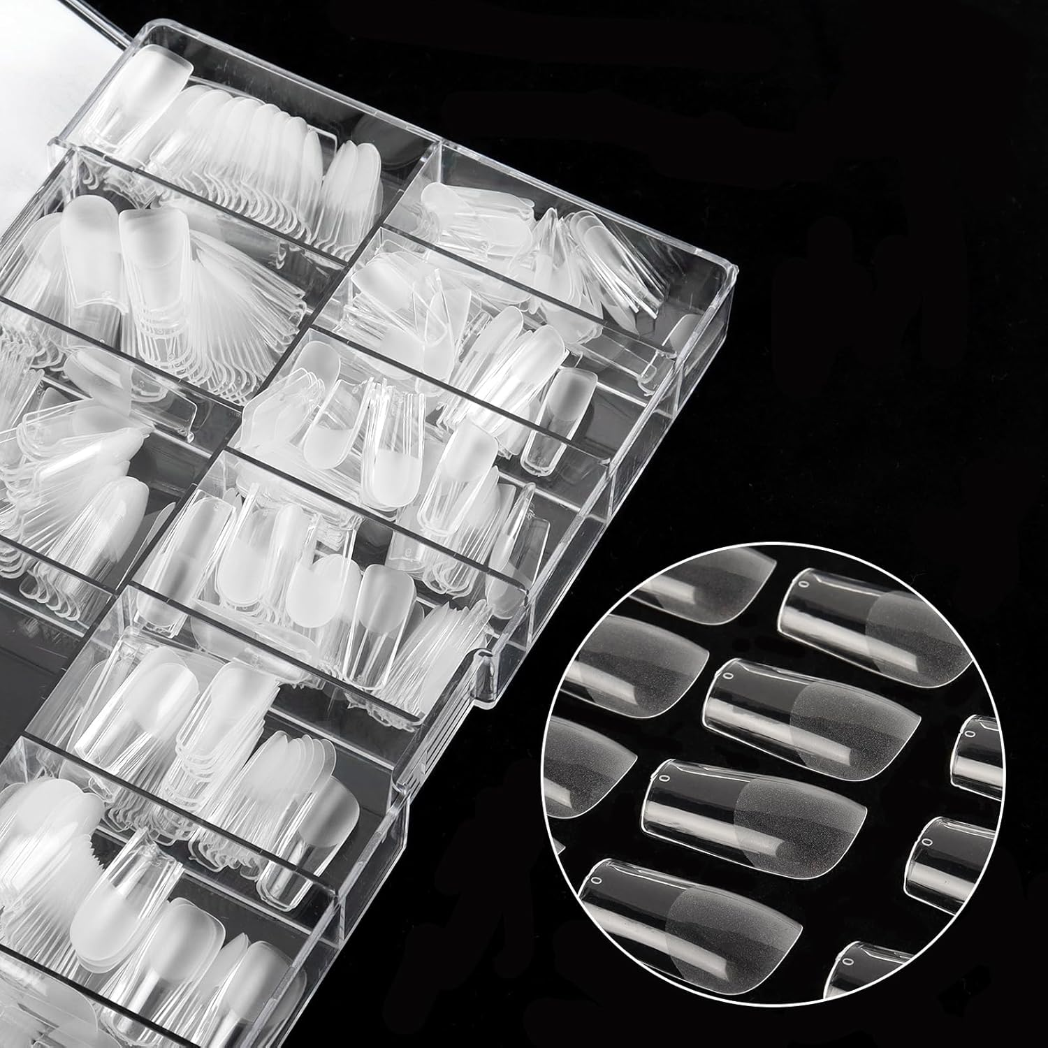 Medium Square Nail Tips - ZAHRVIA 552PCS Full Cover Nail Tips, Soak off Easy Extensions Acrylic Nails False Press on Nails for Art DIY Home (Medium Square) image number 4