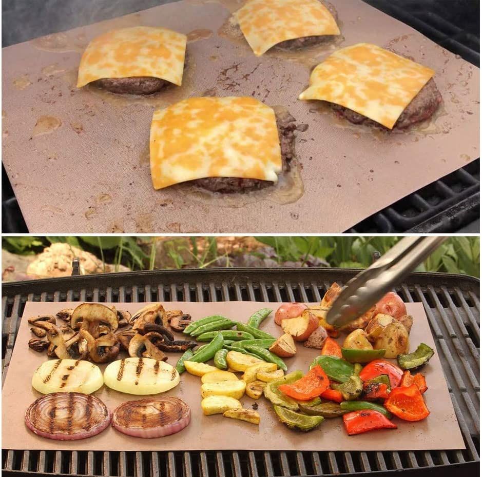 BBQ Grill Mat, 8 Pack(6 Solid Mats * 2 Mesh Mats) Non-Stick BBQ Baking Mats Reusable for Charcoal, Gas or Electric Grill - Easy to Clean, Heat Resistant Barbecue Sheets image number 3