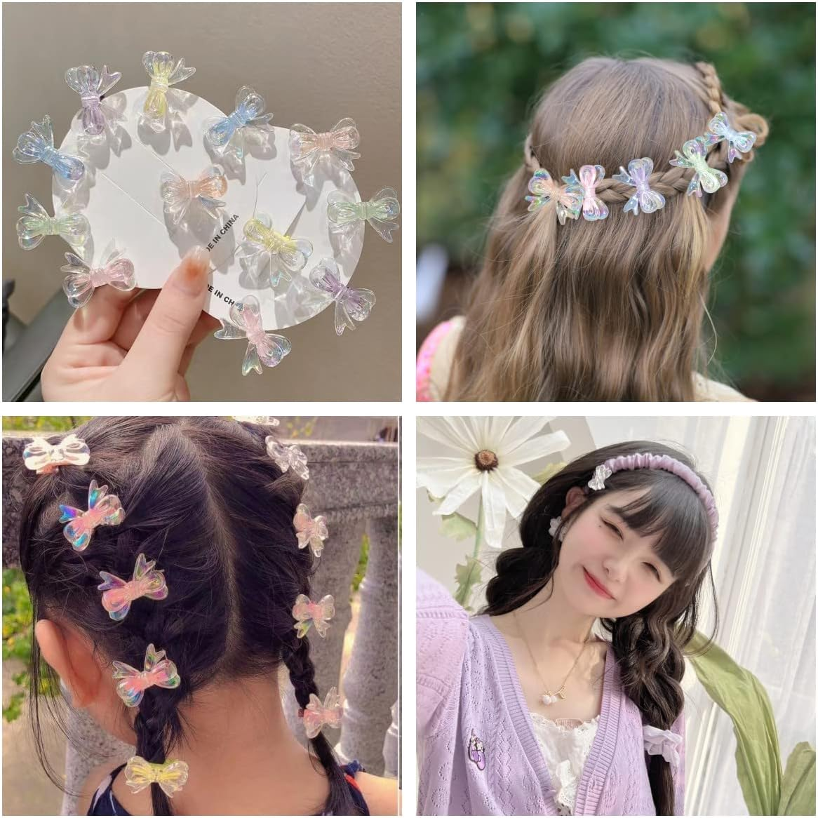 WUBAYI 18Pcs Bow Hair Clips Dazzling Cute Butterfly Hair Clips Cute Fairy Hair Clips for Children Clear Small Butterfly Baby Shatter Hair Clips, Suitable for Girls Teen Female Hair Accessories image number 3