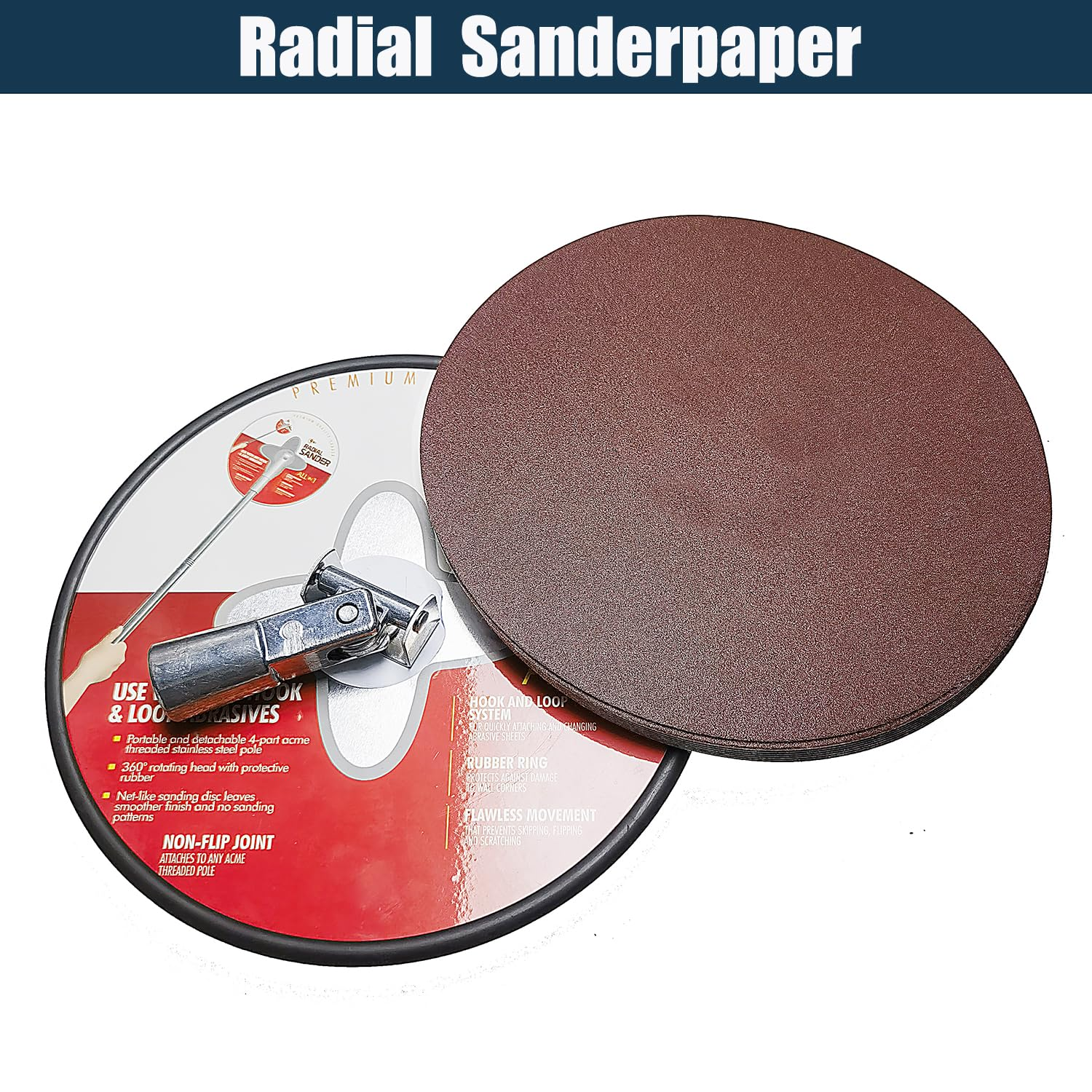 10 PCS 9 Inch 120 Grit Sanding Discs for Hand Radial Sander - 9" round Hook & Loop Sandpaper for Hand Sanding Tool, Aluminum Oxide Sander Disc for Hand Drywall Power Sander (120 Grits)