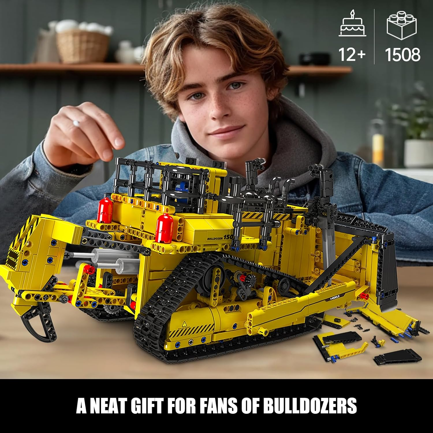 Mould King 15084 Bulldozer Engineering Truck Vehicle Building Set,Remote Control Car Model Block Kit, STEM Gift Toy to Build for Boys Girls Aged 14+ 1508Pcs image number 3