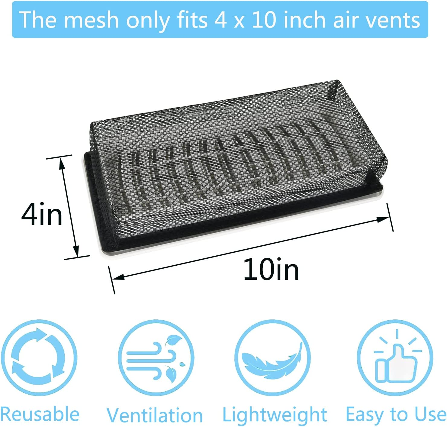6 Pack 4"X10" Floor Register Trap Cover Screen Air Vent Cover Mesh Filter for Home Floor Register Net Trap image number 1