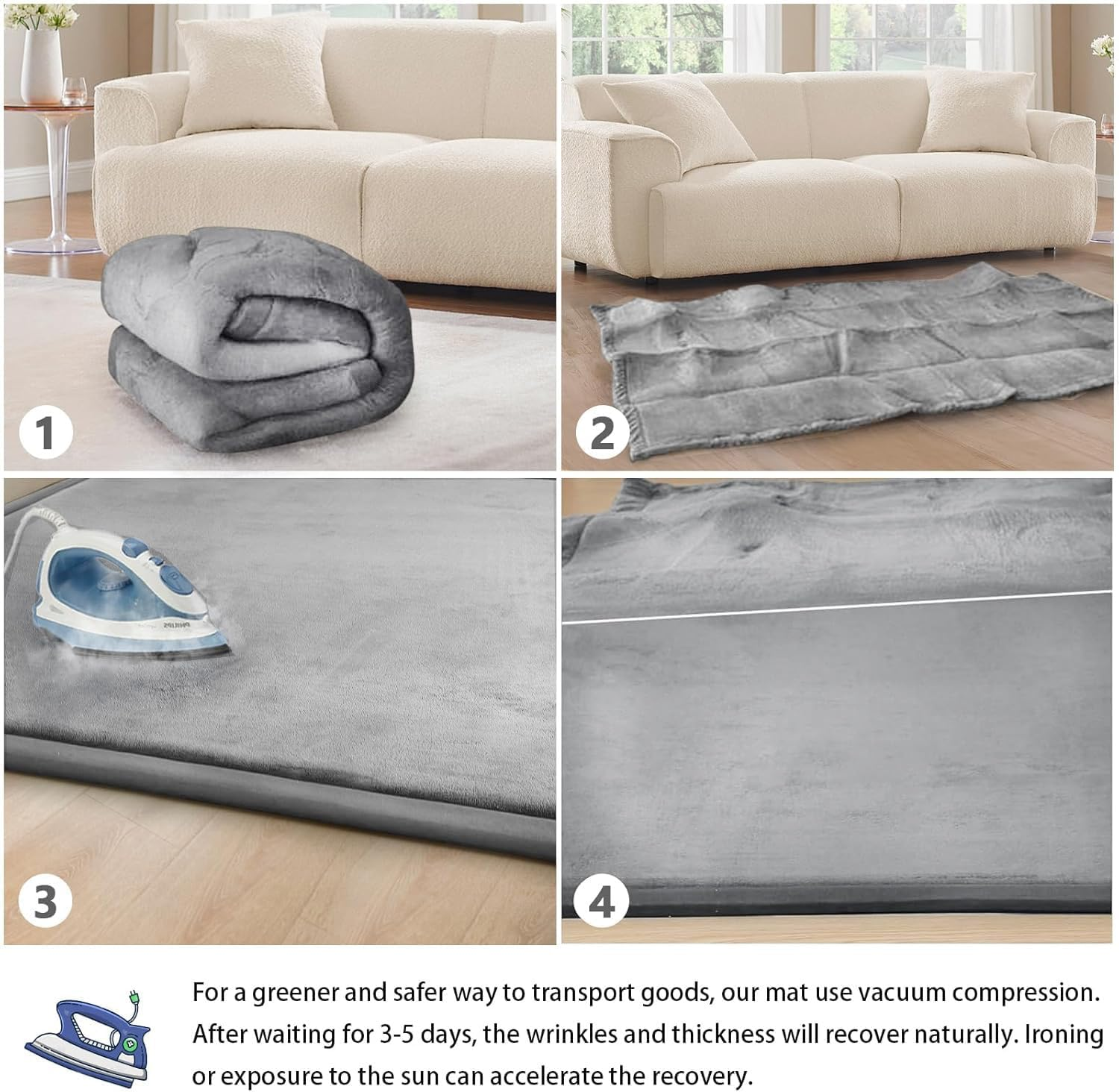 Ngardk Kids Baby Play Mat, 3Cm Thick Tatami Muscle Mat for Baby, Memory Mellow Foam Play Mat (Gray, 200 * 200Cm) image number 3