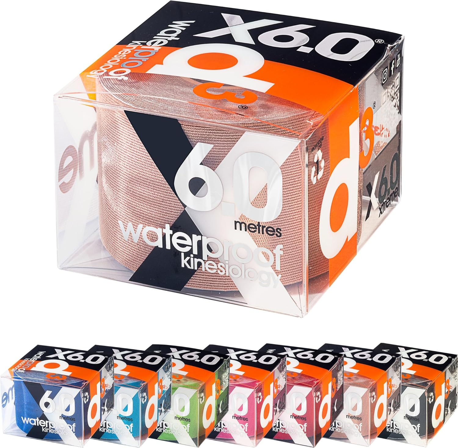 D3 Extreme Waterproof Kinesiology Sports Fitness Training Tape, 6.0 Metre Length, Beige