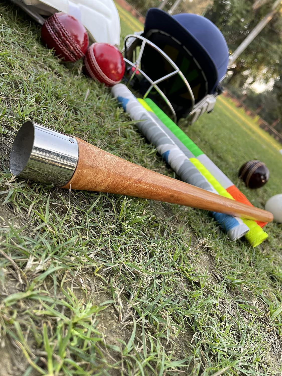 LIVOX Rubber Bat Grip Cone Ultra Tacky Shock Absorption Bat Gripper Cone Cricket Accessories for Boys Cricket Bat Handle, 1 Wooden Cone