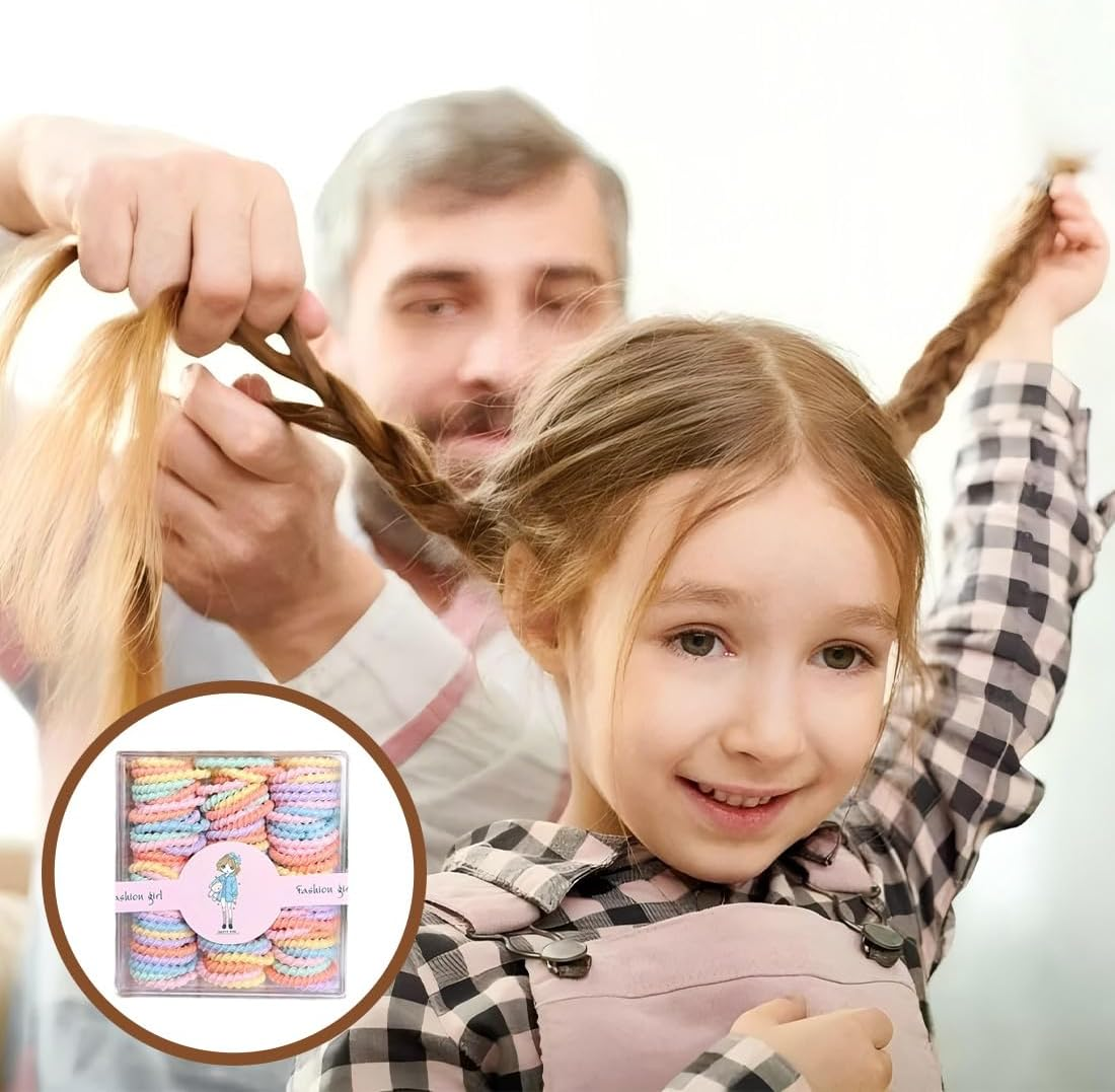 JYNVO Hair Bobbles Girls Hair Scrunchies Girls 90 Pieces Hair Bobbles Girls - Pink, Blue, Purple - Hair Accessories for Girls Everyday and Hairstyles image number 5