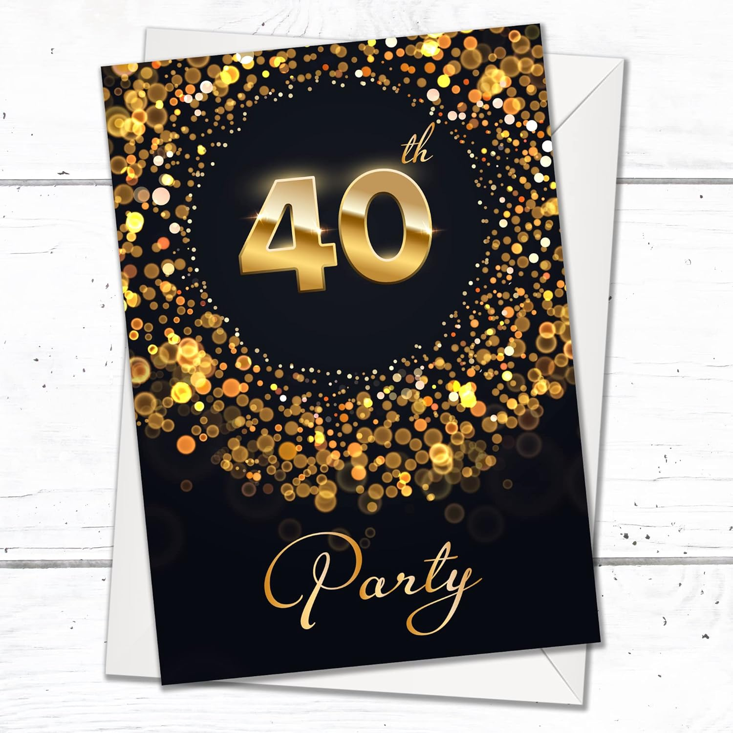 Olivia Samuel 20 X 40Th Birthday Party Invitations with Envelopes - Ready to Write - Black and Gold Effect - Designed and Printed in the UK