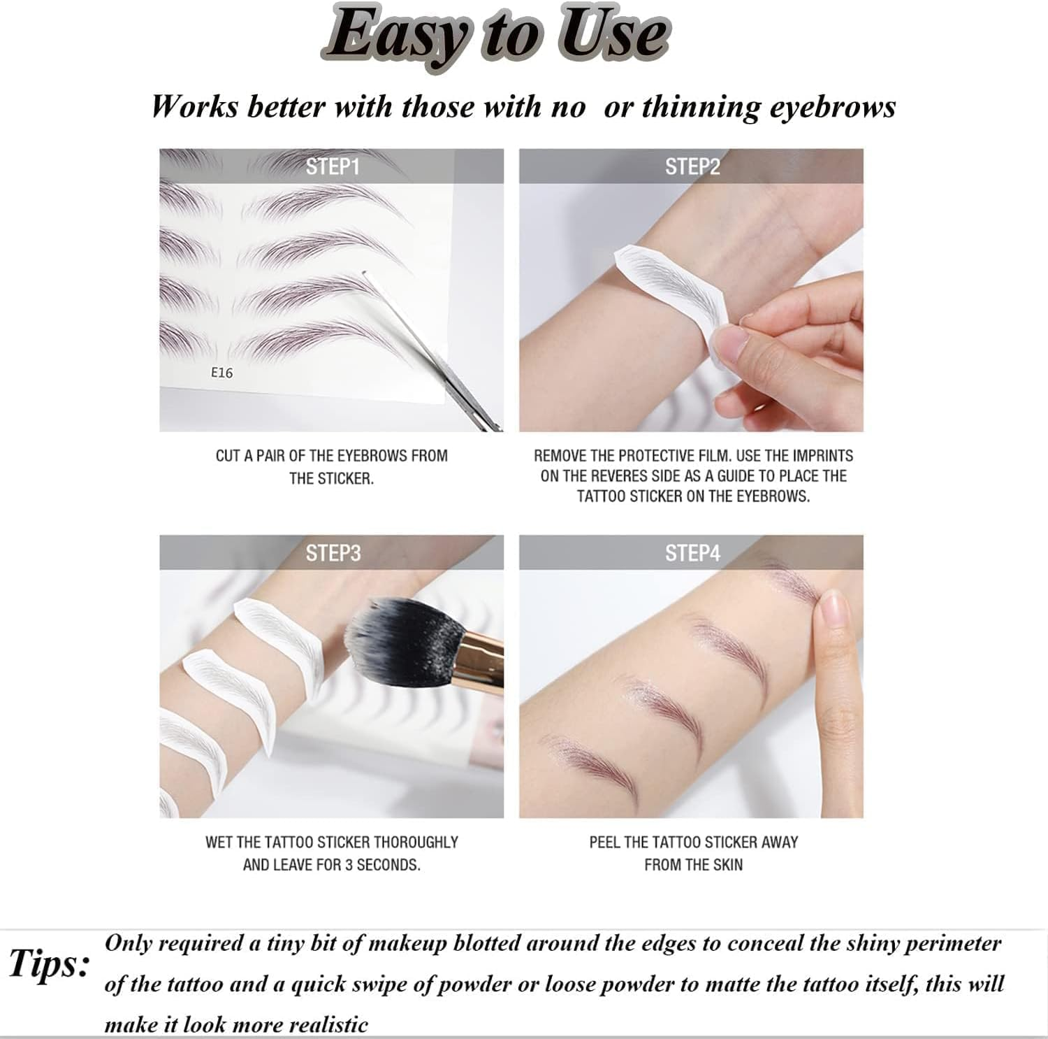 77 Pairs 4D Hair-Like Eyebrow Tattoo Stickers Waterproof Natural Fake Stickers, Long Lasting Eyebrow Grooming Shaping Perfect for Women and Girls (A-07 Brown) image number 2