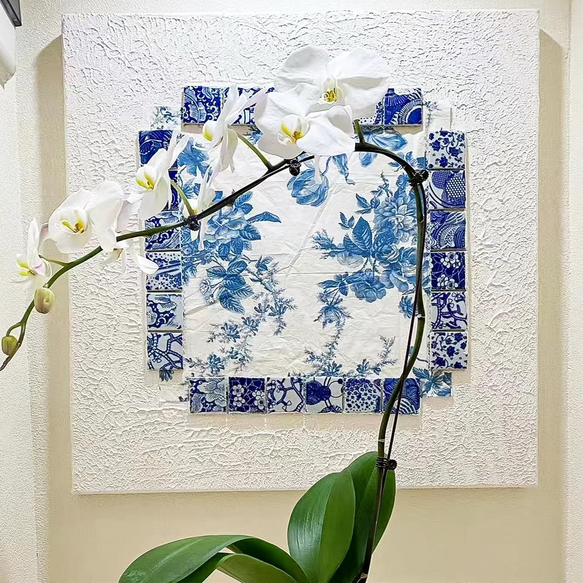 2.5X2.5 Cm 121 Pcs Ceramic Mosaic Tiles for Crafts Adults Kit Blue and White Tile Sheet China Ceramic Art Tile Handcraft Porcelain Tiles Home Wall Floor Pool Flower Pots Decor - Mixed-3 image number 3