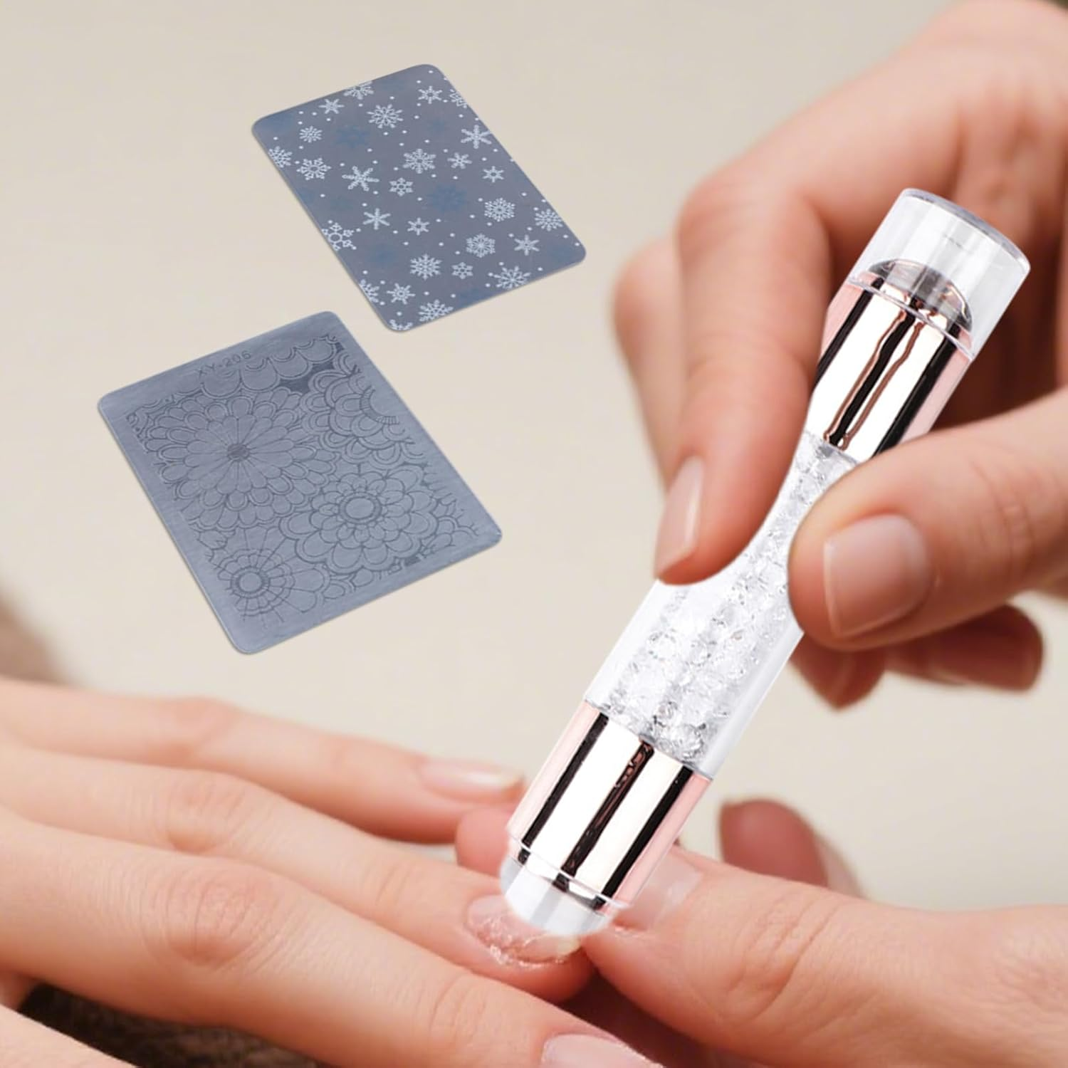 Nail Stamper Tool,Home Stamping Pens - Rhinestone Decoration Double Ended Stamping Pens for Manicure Salon Home Women Girls image number 1