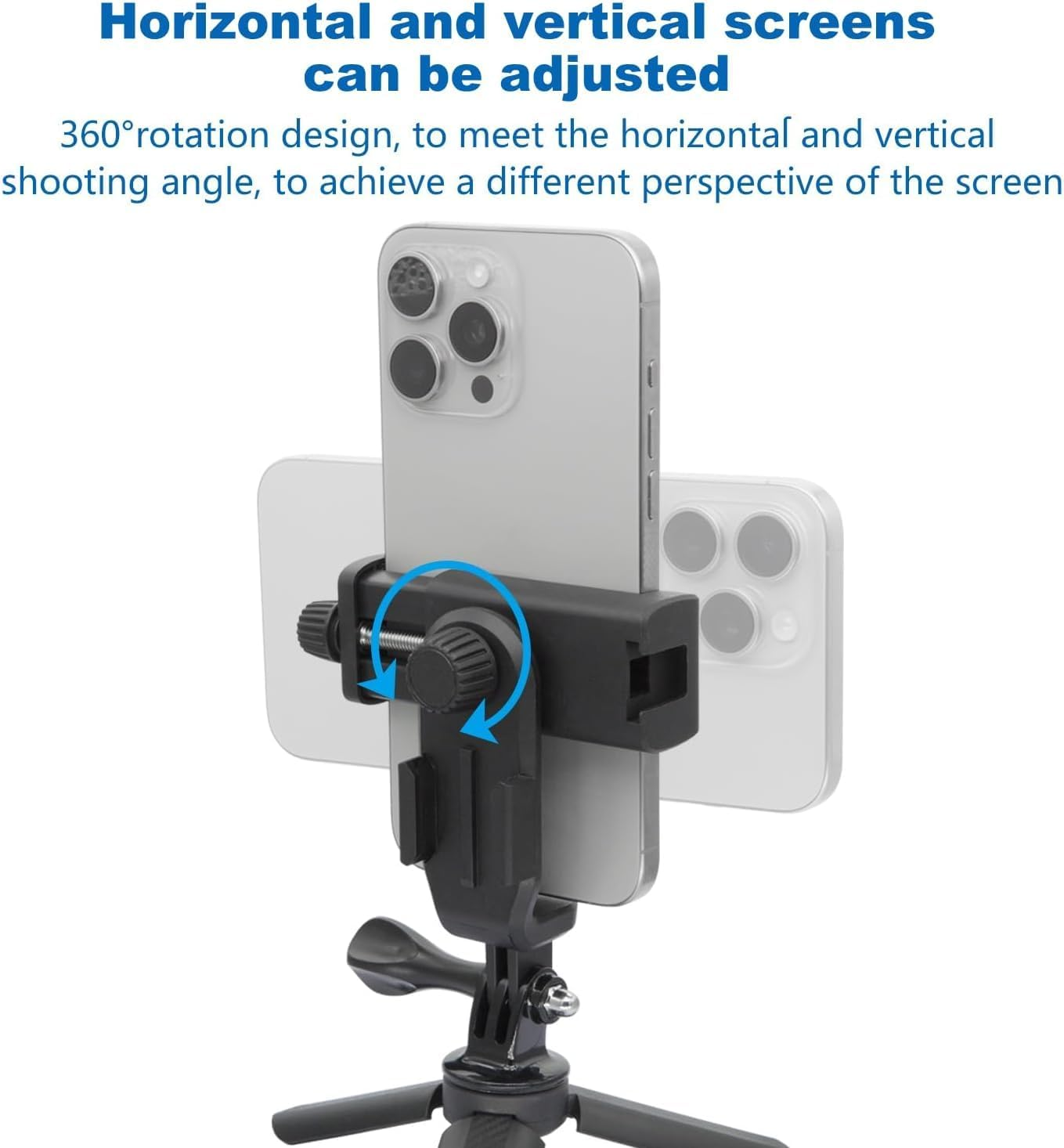 Suptig Phone Holder for Tripod, Action Camera Tripod Mount Adapter Compatible for Iphone, Gopro, DJI Action, Insta 360, Akaso, Mic, LED Light Photography Accessories image number 3