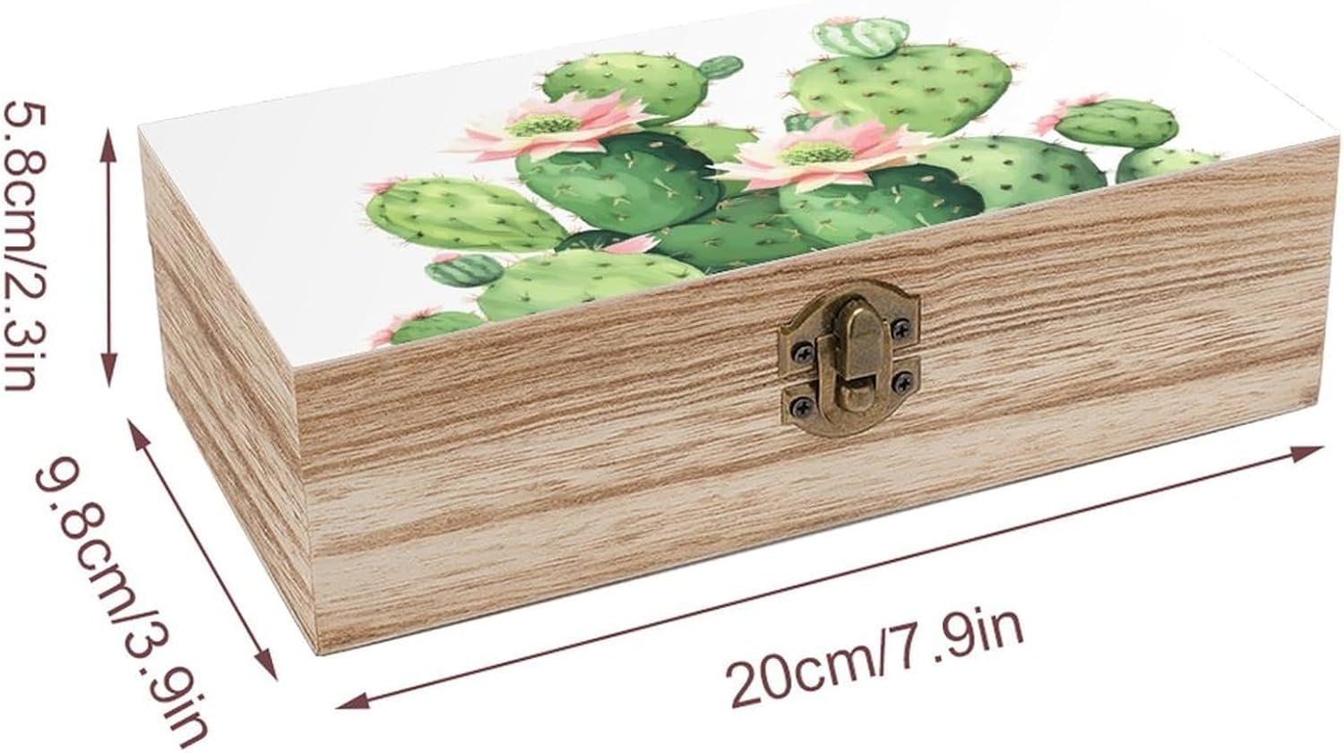 Cactus Wooden Box Wood Wedding Keepsake Boxes with Lids Small Decorative Boxes Lightweight Wooden Memory Storage Box for Crafts Keepsakes Jewelry Photo Letter Storage