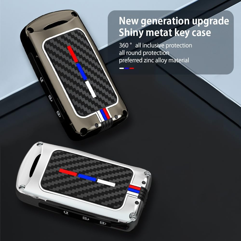 Ontto Luminous Car Key Fob Cover Fit for Mazda 3 6 Alexa CX-5 MX-5 Miata CX-9 CX-30 MX-30 CX-50 CX-90 2019-2025 Key Holder Metal Smart Shell Case Keyring Keychain Auto Styling Accessories