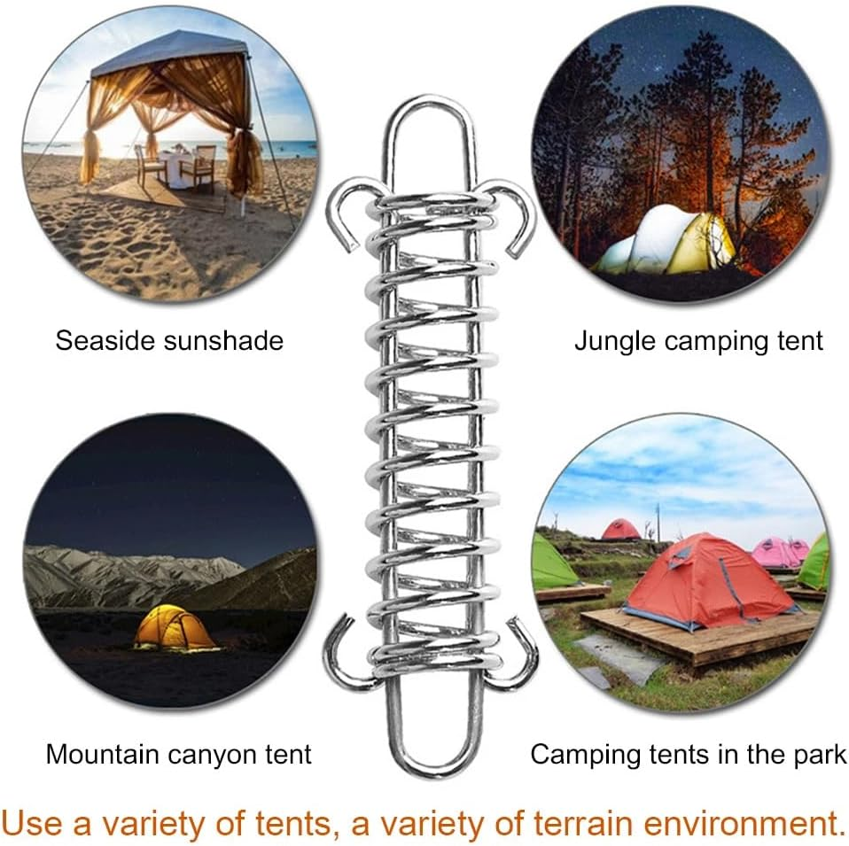 10PCS Tent Spring Buckle, Windproof Stainless Steel Tarp Springs, Rope Spring for Awning Tent Canopy, Outdoor Camping, Dog Chain Tension Springs, Sun Sail Shades for Beach image number 2
