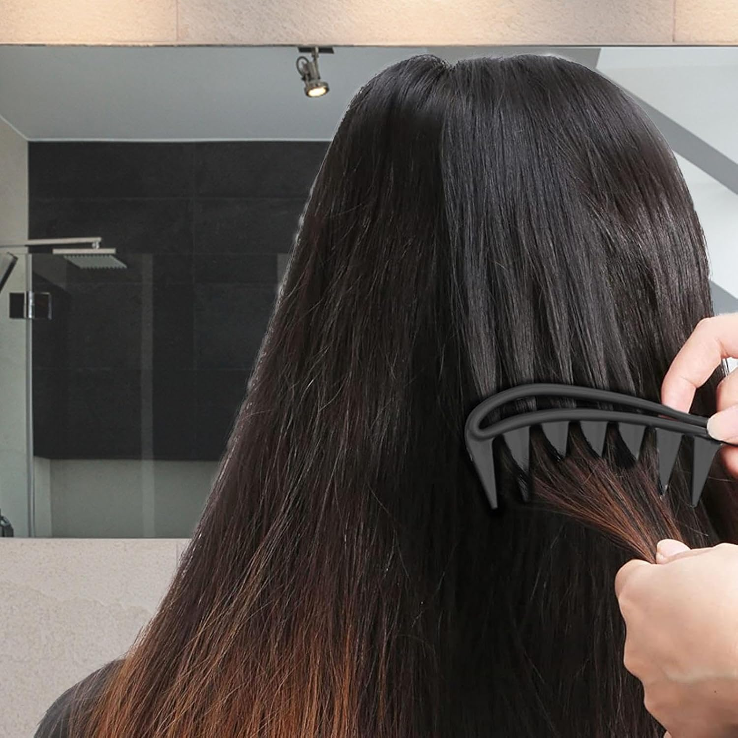 Curl Comb - Wide Tooth Comb for Curly Hair | Curly Hair Large Tooth Comb | Wide Tooth Comb Hairdressing | Wide Spaced Curl Comb for Curly Hair | Hair Styling Tool Hair Accessories for Long Thick Hair - Grey image number 3