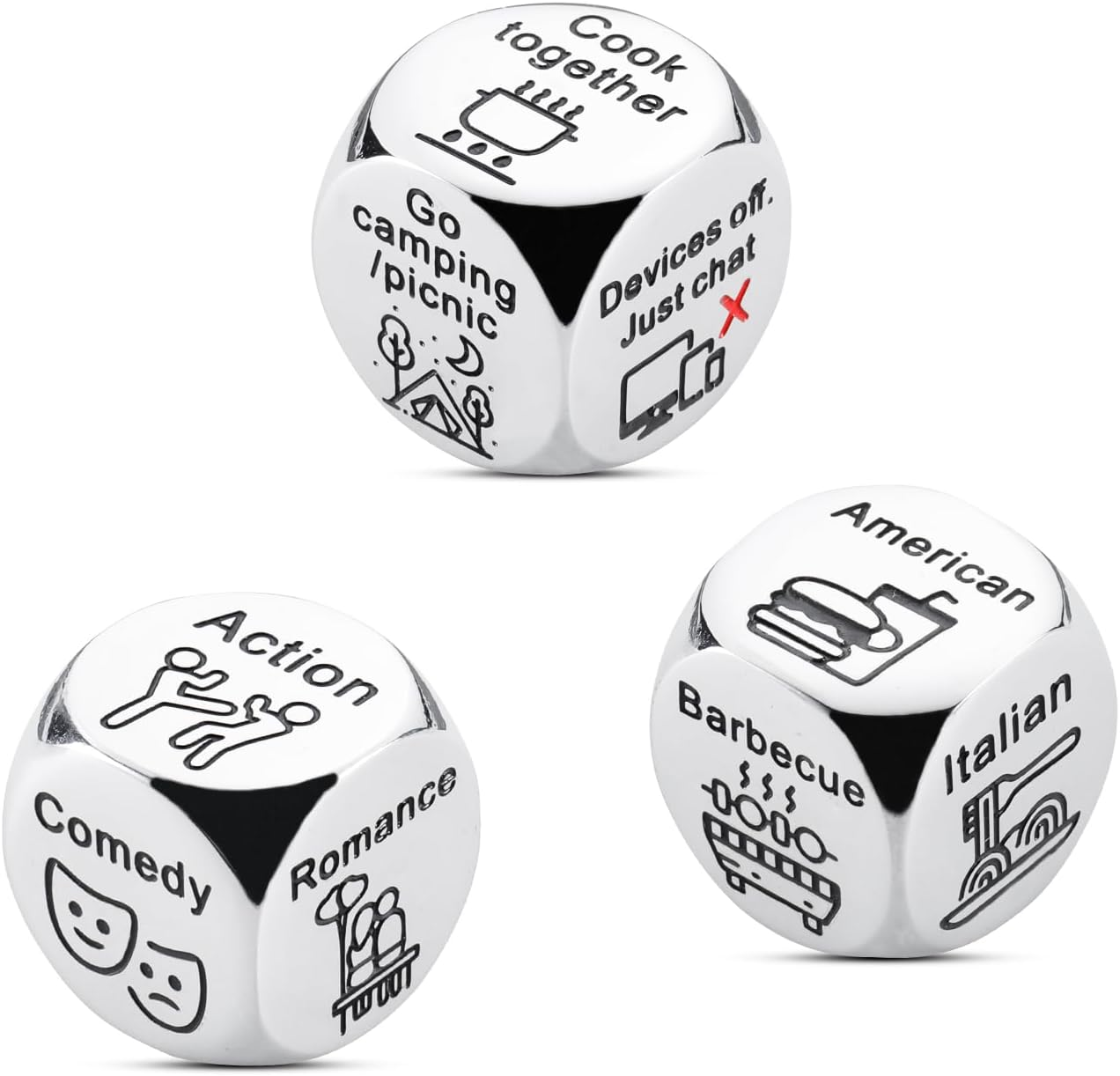 Anniversary Date Night Gifts for Couples One Year Anniversary Valentines Day Gifts for Him Her Food Movie 3PCS Dice Decider Funny Christmas Birthday Gifts for Boyfriend Husband from Girlfriend Wife image number 6