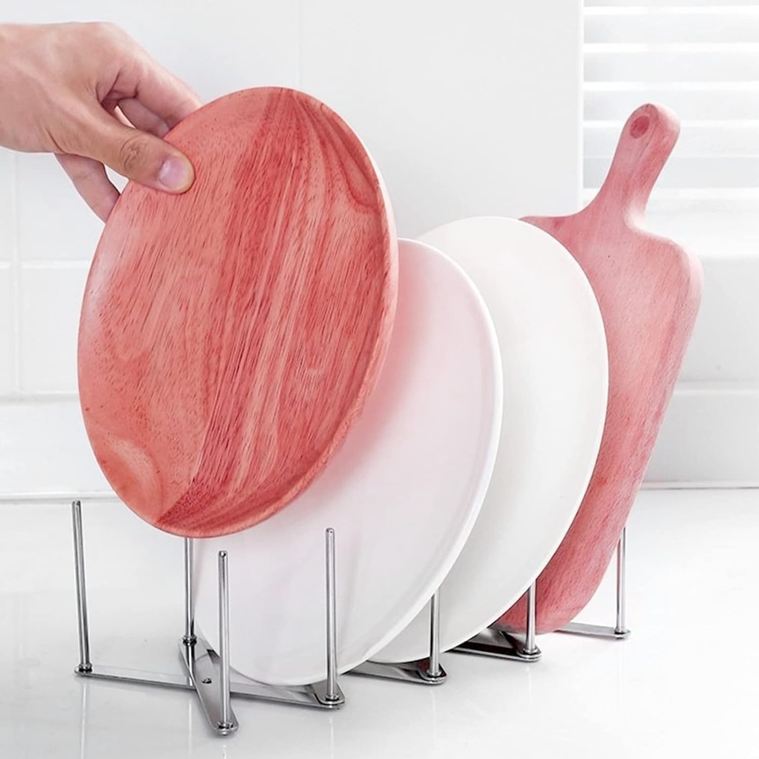 Lyfengdeam Pot Lid Holder, Adjustable Pot Lid Organizer, Kitchen Cabinet Pantry Pan and Pot Lid Organizer Rack Holder Adjustable Plate Organizer Rack, Retractable Small Dish Drying Rack (2 Pcs)