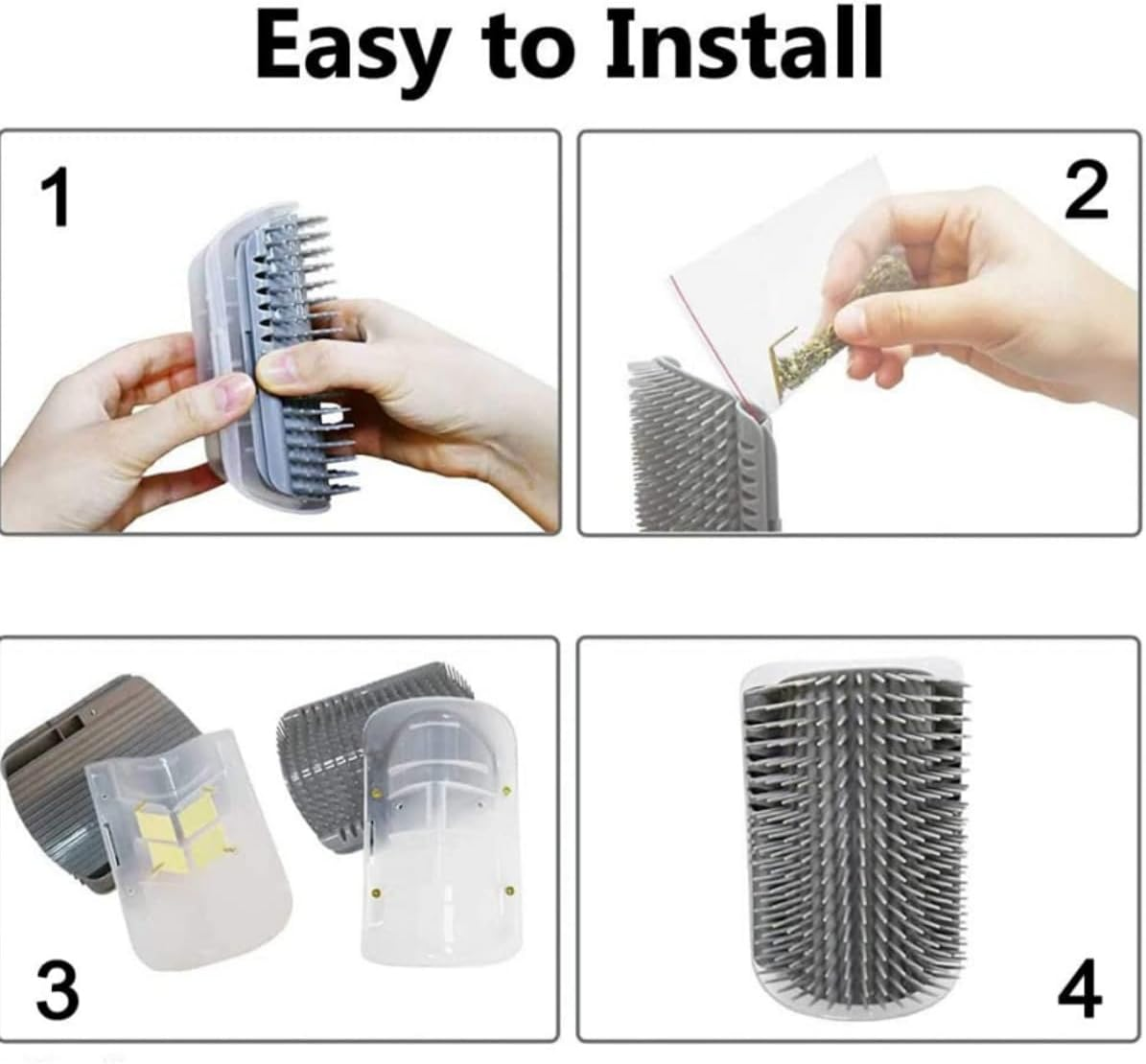 Lijuanwang Cat Brush, 2 Pieces Cat Brush Wall Corner, Cat Brush Cat Self Groomer, Wall Corner Massage Comb, Massage Brush with Packs Screws for Itching Massage (Grey) image number 1