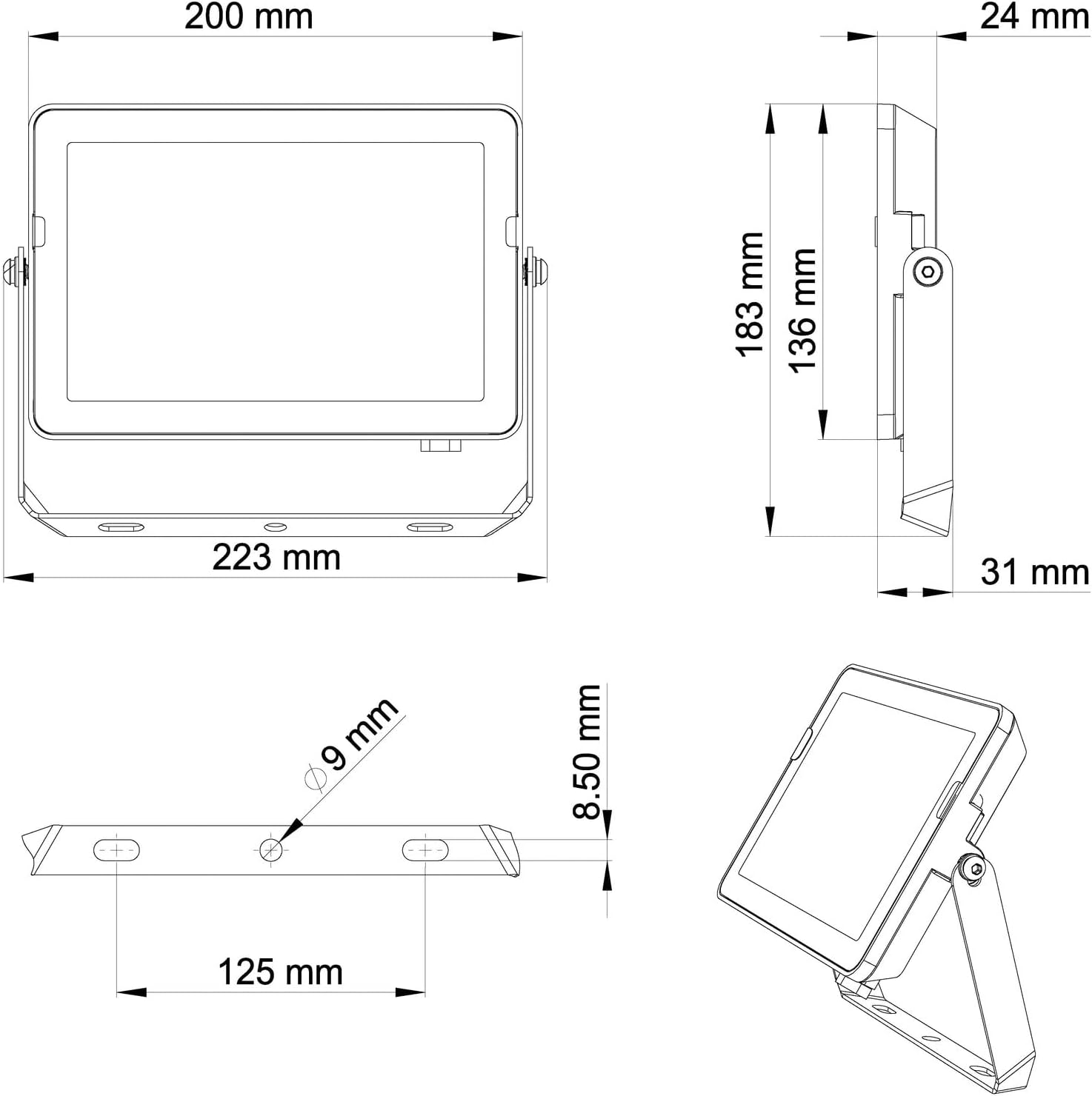 Philips Projectline LED Floodlight [50 Watts - 3000K White Light] for Outdoor Commercial Lighting image number 3