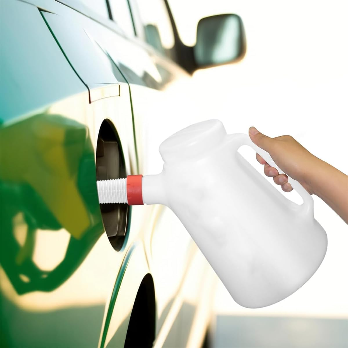 AIMALL 3L/4L/5L Plastic Oil Dispenser Jug with Long Flexible Spout and Scale Markings, Large Capacity Fuel Container for Engine Maintenance, Automotive, Industrial Use image number 4