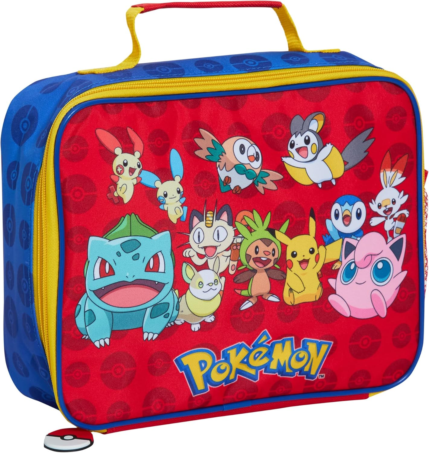 Pokemon Lunch Bag for Kids Pikachu School Insulated Luchbox with Bottle Holder, Red, One Size, Book Bag image number 6