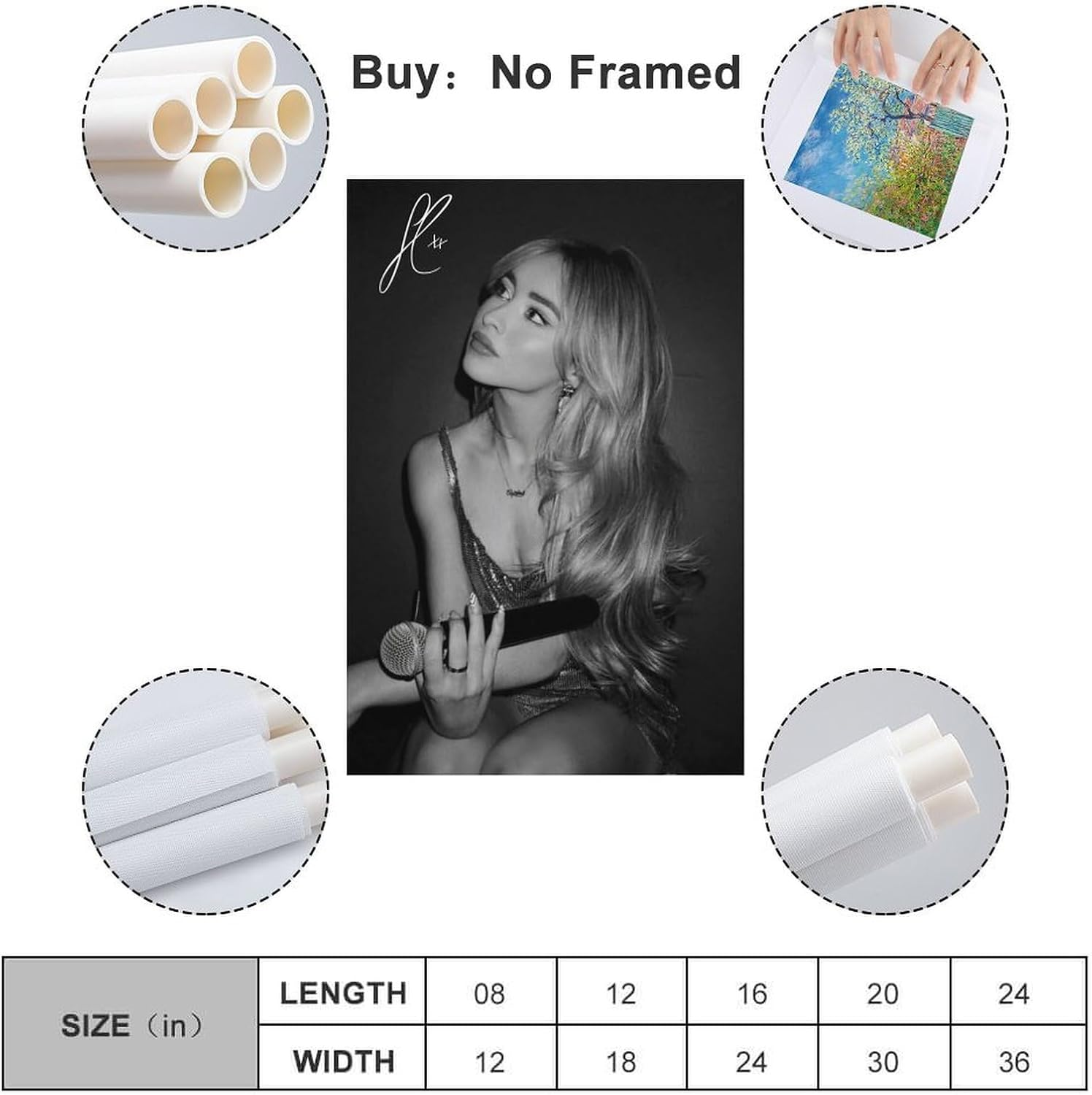 Wall Art Sabrina Carpenter Canvas Poster Poster Canvas Painting Wall Art Picture Home Decor Print for Bedroom Living Room Dorm Study Bar Office 12X18Inch(30X45Cm) image number 3