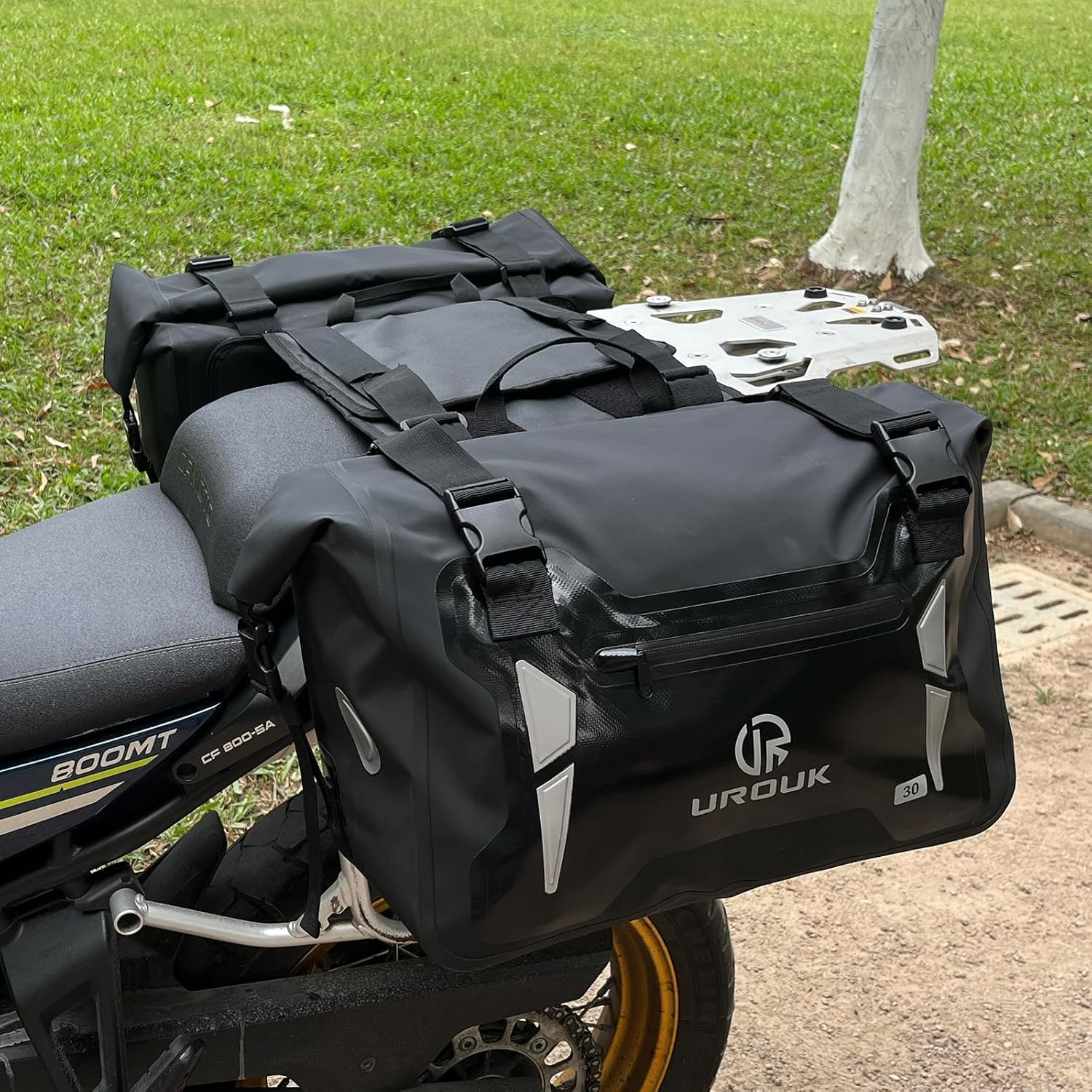 Motorcycle Saddle Bags Waterproof 60L (30L*2) Motorbike Saddlebags Motor Side Bag Pannier Bag for Most Motorcycle Racks (Black) - Black image number 5