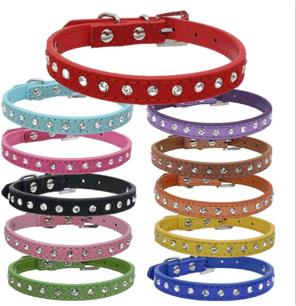 Avenpets 10"-16.5" Length Bling Velvet Rhinestone Dog Cat Pet Collar Diamond Crystal Pet Jewelry(Red,S) image number 3