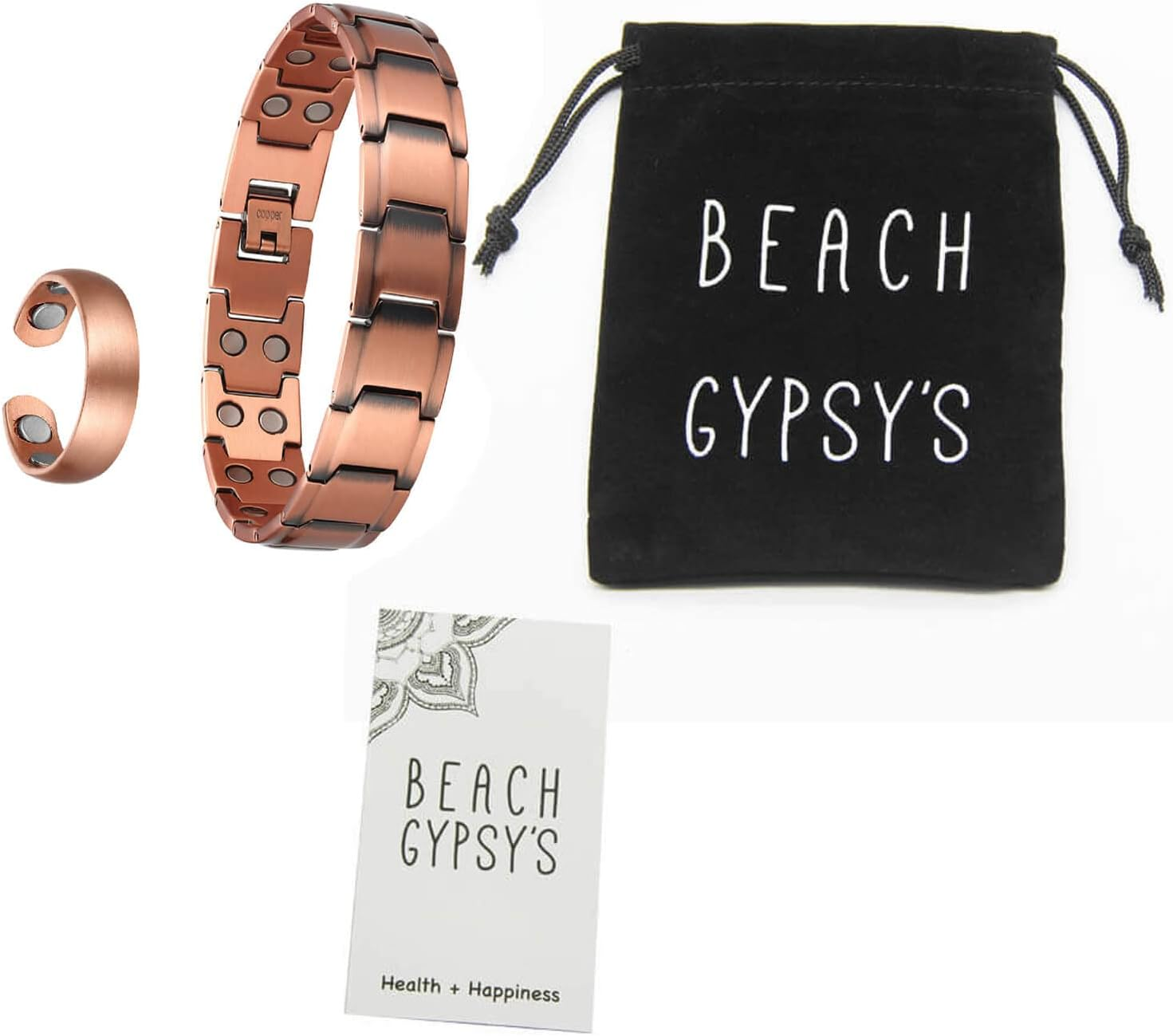 Beach Gypsy'S 100% Pure Copper Bracelet & Ring Set for Men with 32 Powerful Neodymium Magnets, Pain Relief from Arthritis, Joint Pain, RSI, and Carpal Tunnel image number 6