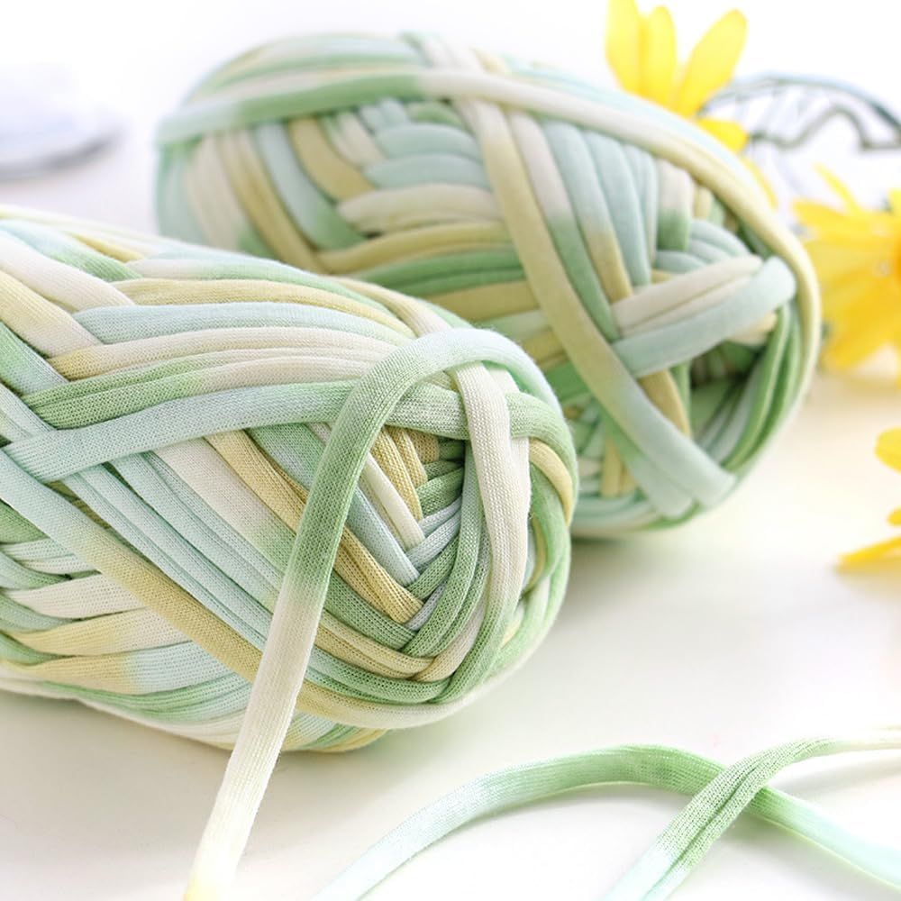 Isuperb 4 Pack Knitting Yarn Colorful Cloth T-Shirt Yarn Fabric Crochet Cloth for DIY Knitted Art Basket Bag - 400G image number 6