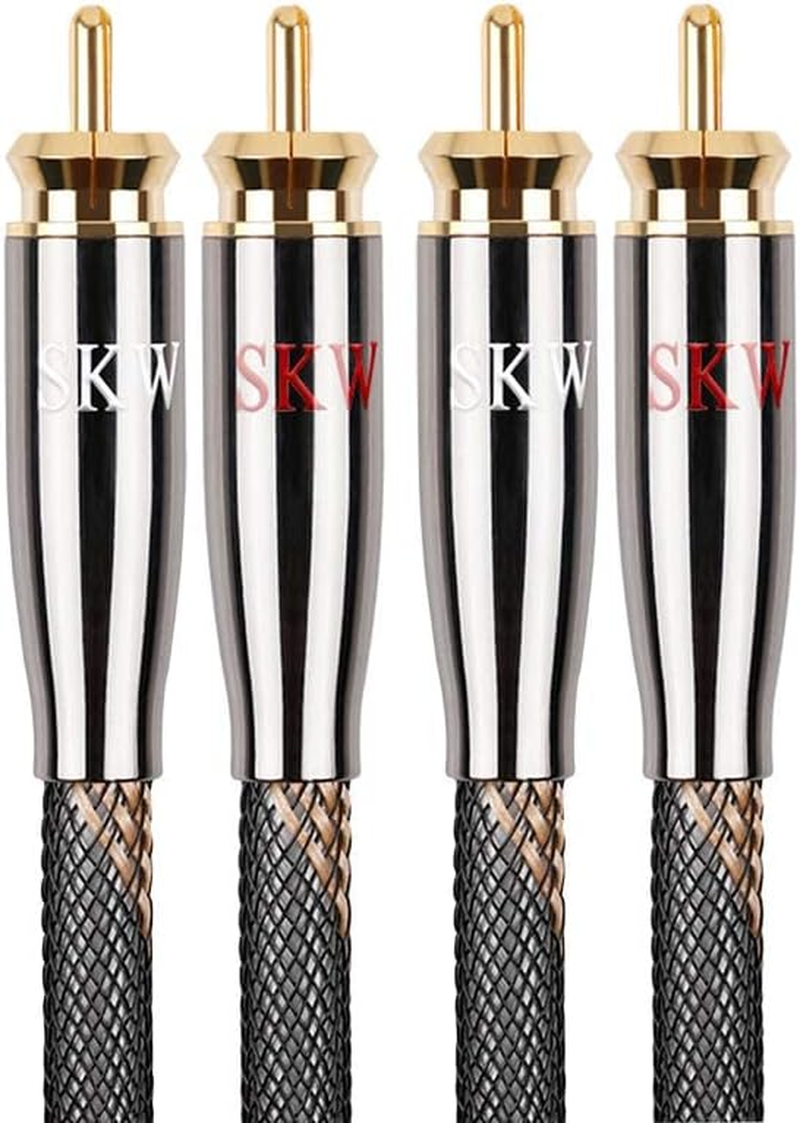 SKW Audiophiles Digital Stereo Audio Cable Coaxial Cable 2RCA Male to 2RCA Male Stereo Audio Y Cable Hifi System Subwoofer Converter Adapter DJ Equipment TV Amplifier Speaker Home Theater - 1.6Ft