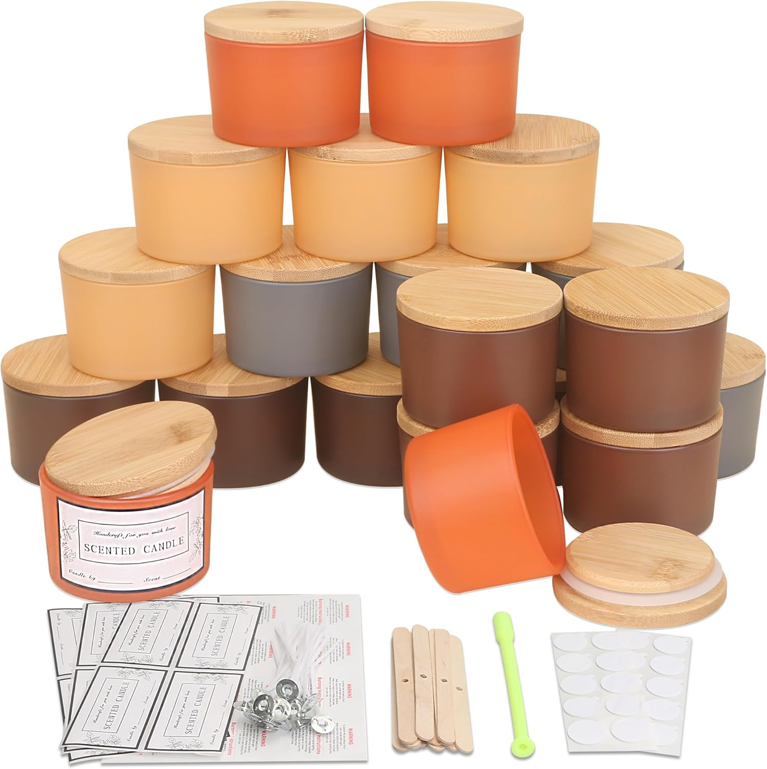 MILIVIXAY 20 Pack 4 OZ Matte Pink Glass Candle Jars with Lids and Candle Making Kits - Bulk Wide Mouth Small Empty Candle Jars for Making Candles - Spice, Powder Containers.