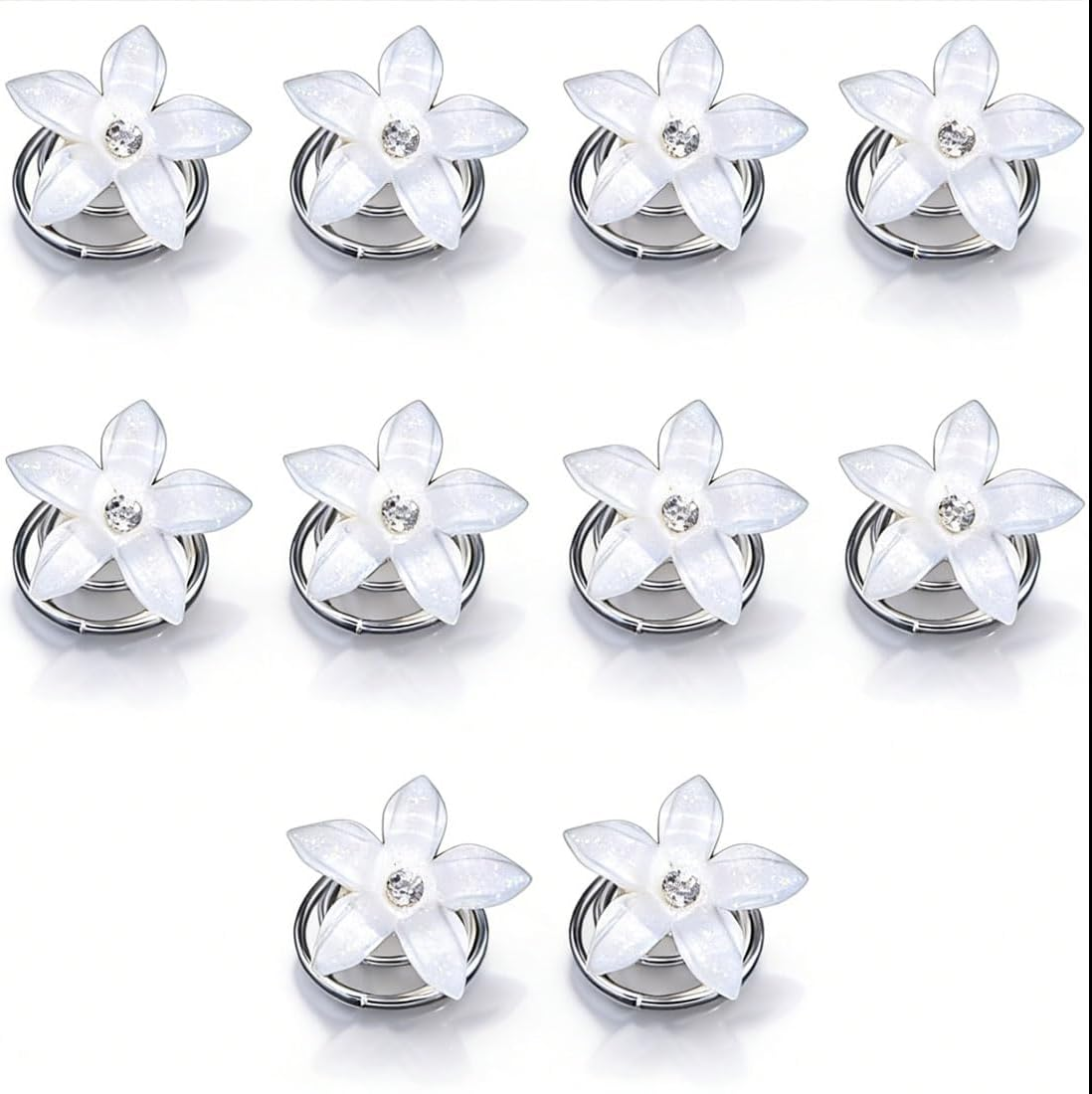 Zeayebsr 10 White Flower Hair Spiral Wedding Hair Accessories Bridal Hair Clips image number 4