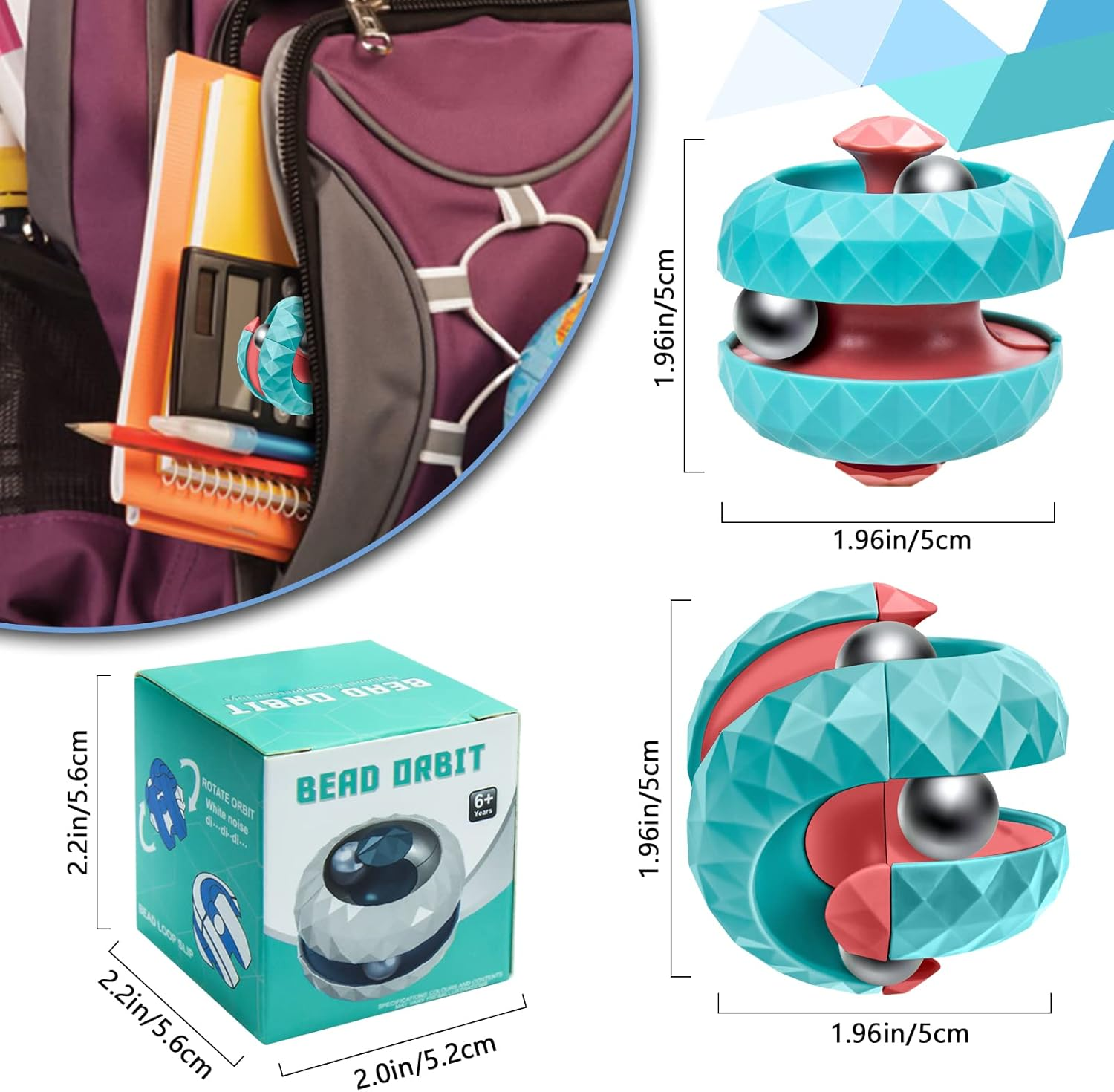 Orbit Ball Toy, 4 Pack Fidget Cube Puzzle Ball Spinning Toy, Track Infinite Flip Change Puzzle Games Novelty Creative Stress Relieve Toys for Kids Children Adults (4, Blue/Green/Red/White) image number 5