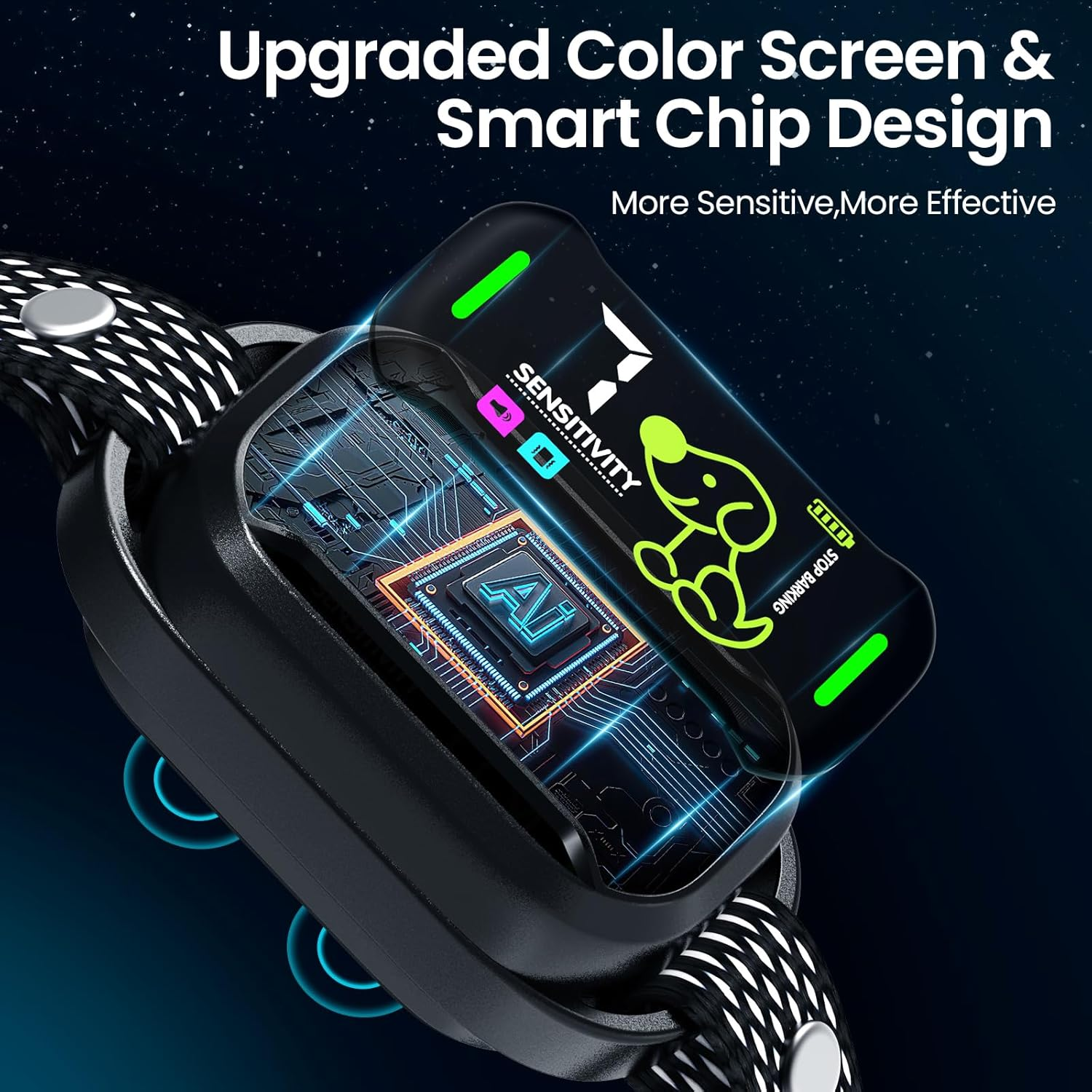 Dog Bark Collar, Rechargeable anti Bark Collar with Adjustable Sensitivity and Intensity Beep Vibration Bark