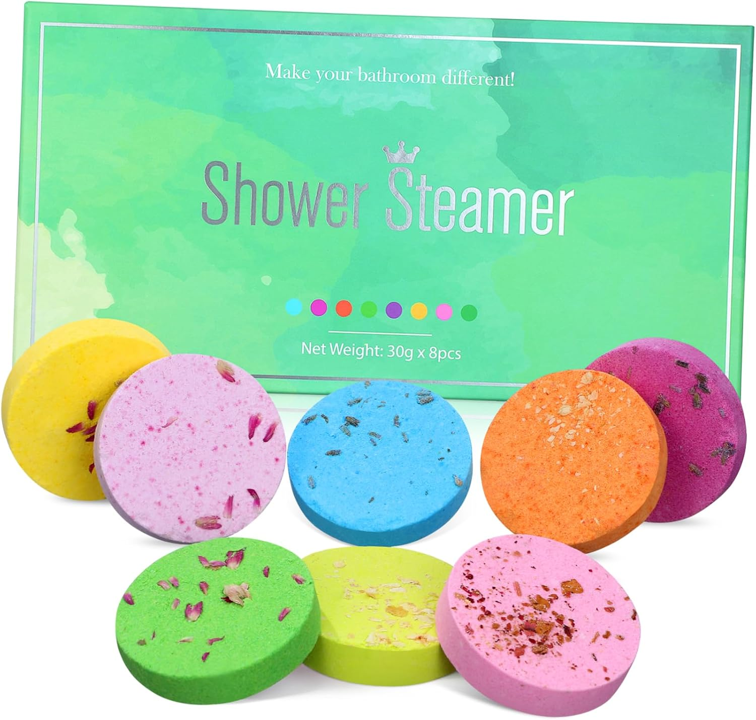 NIYANGLE 8Pcs Aromatherapy Bath Salt Tablets for Home Hotel Dried Flower Shower Steamers for Skin Care Moisturizing Relaxation for Spa like Experience image number 1