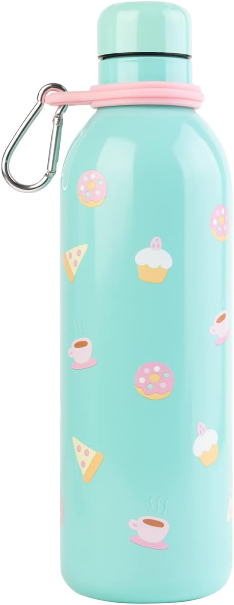 Grupo Erik Official Pusheen Foodie Collection Water Bottle-Sports Bottle-500Ml / 17OZ, Stainless Steel, Vacuum Insulated Water Bottle, Double Wall Reusable Water Bottle with Carabiner, BPA Free image number 1