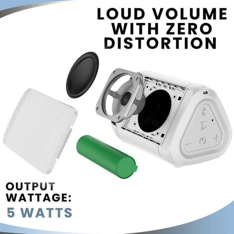 Oontz Angle Solo : Super Portable Bluetooth Speaker Compact Size Delivers Surprisingly Loud Volume Bass 100' Wireless Range, IPX-5 Splashproof Perfect Travel Speaker White Lanyard image number 4