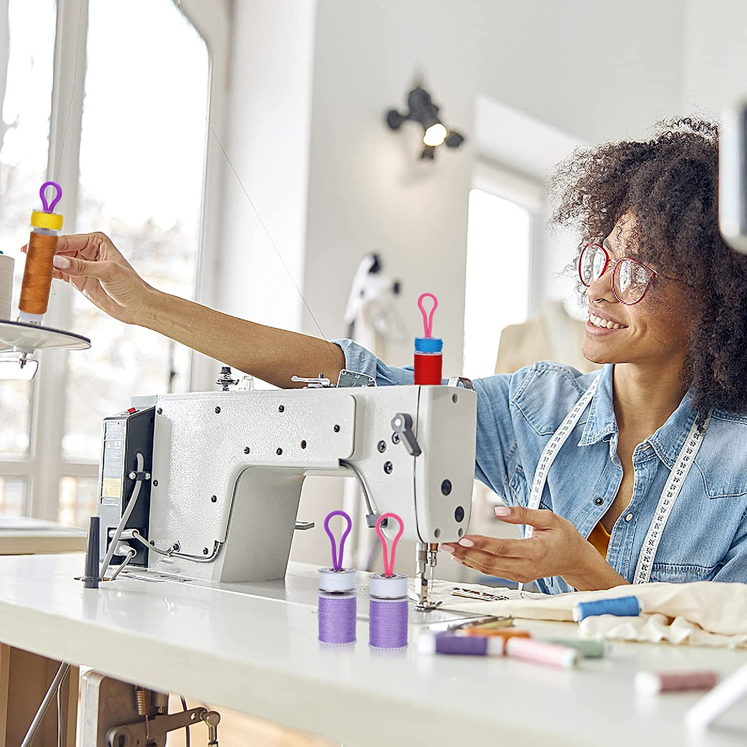 Bouclel Keep Your Bobbin Threads Matched up with Your Thread Spoolsbobbin Buddies Set of 30-Pack Sewing Machine Quilting Supplies Sewing Products Thread Holder Plastic Clips Thread Holders image number 2