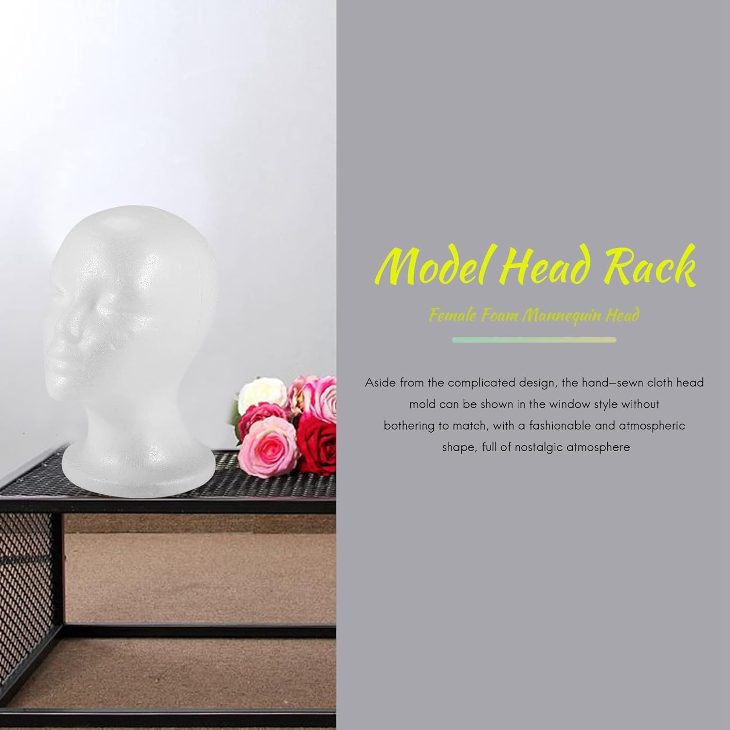 Aboiledy Female Foam Mannequin Head Model Hat Wig Display Stand Rack White image number 6