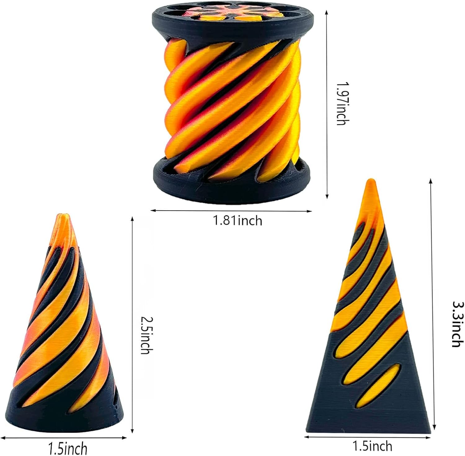 3 Packs Impossible Cone,Spiral Cone Fidget Toy,Impossible Cones Passthrough Impossible Pyramid for Relaxing,Spiral Fidget Toy Passthrough Impossible Cone,Birthday for Adults & Kids image number 4