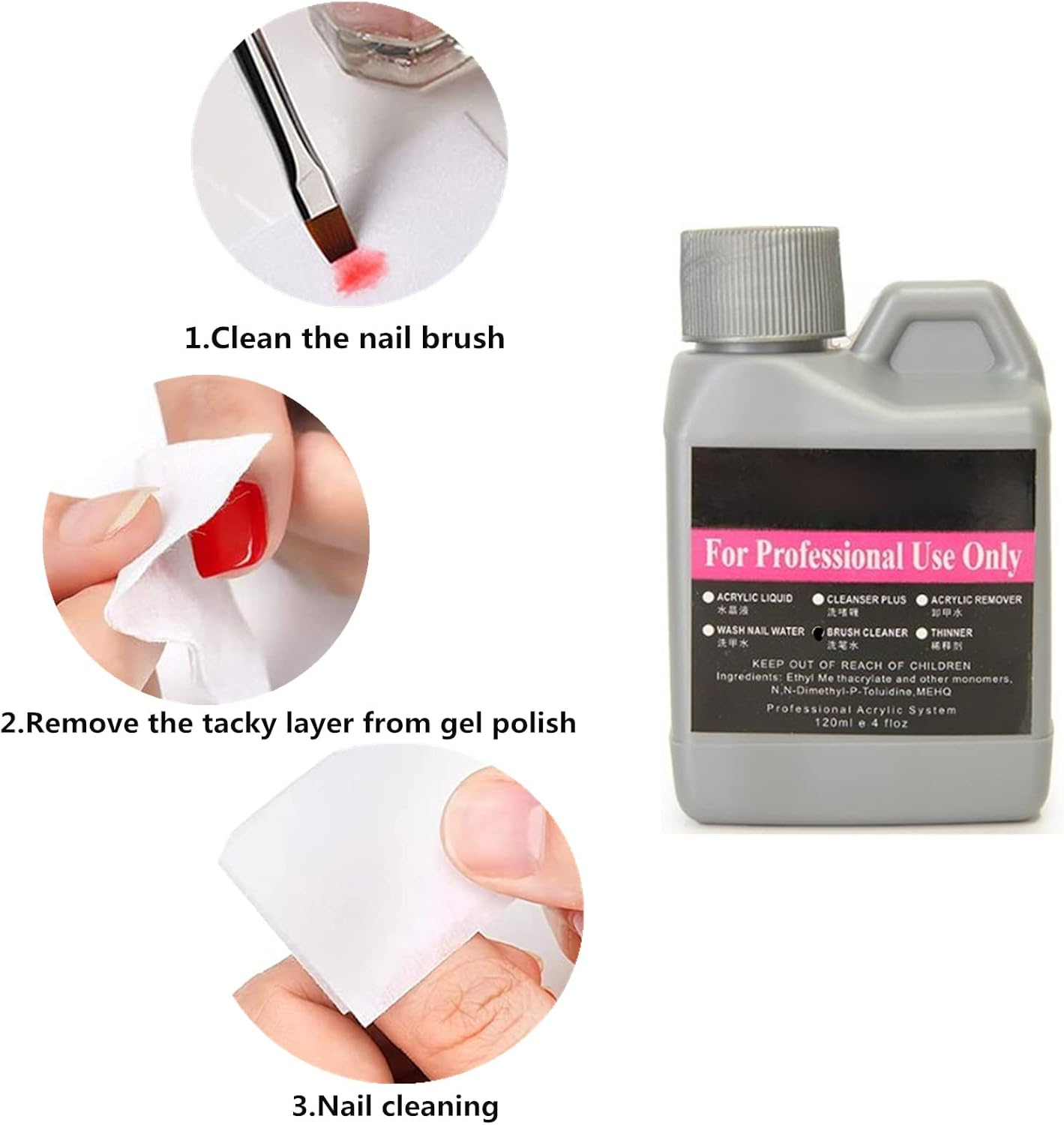 Warm Girl Acrylic Liquid Remover Brush Cleaner for Nail Art Tips Tool Kit