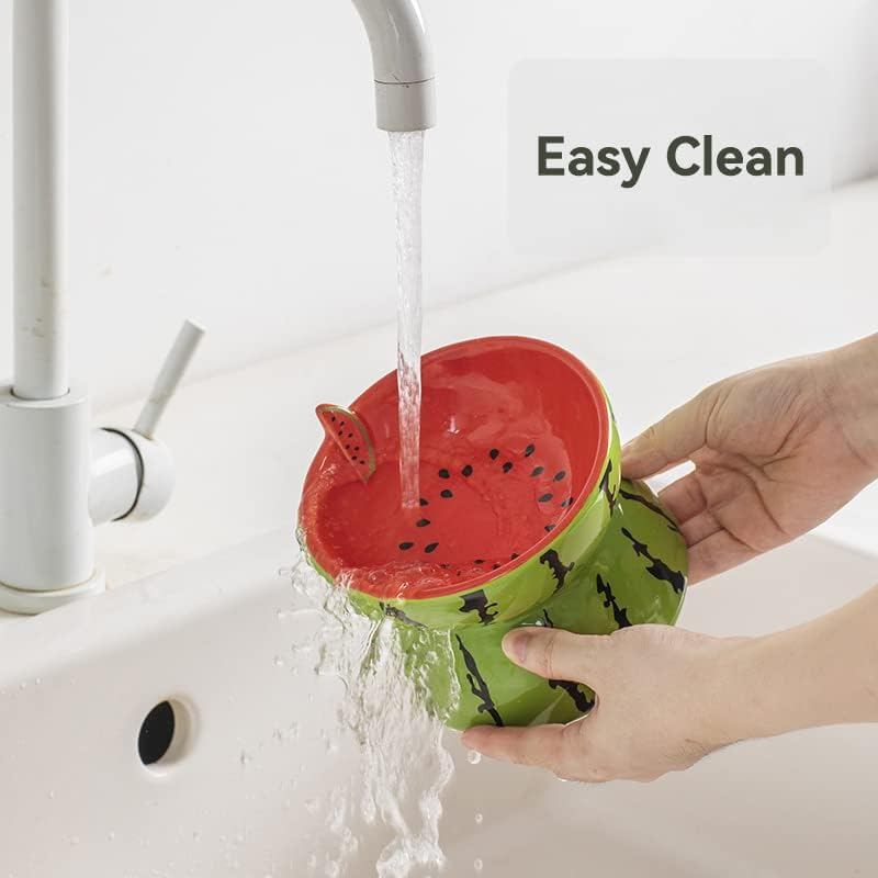Raised Cat Food Bowls Ceramic Elevated Cat Bowl 5 Inches Wide Cat Bowls for Food and Water, Tilted Cat Dish for Flat Faced Cats and Kitten, Cat Feeding Bowl Dishwasher Safe (Watermelon) image number 2