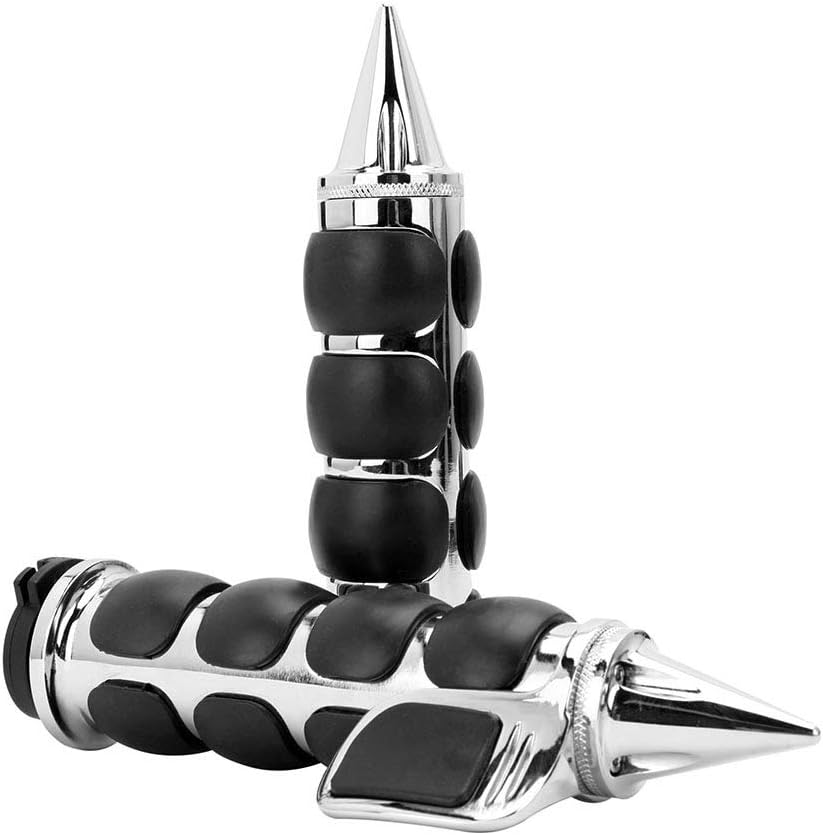 Pair of 1" Dual Chrome Motorcycle Bar End Hand Grips Handlebar Compatible with Cruisers Harley Yamaha Suzuki image number 1