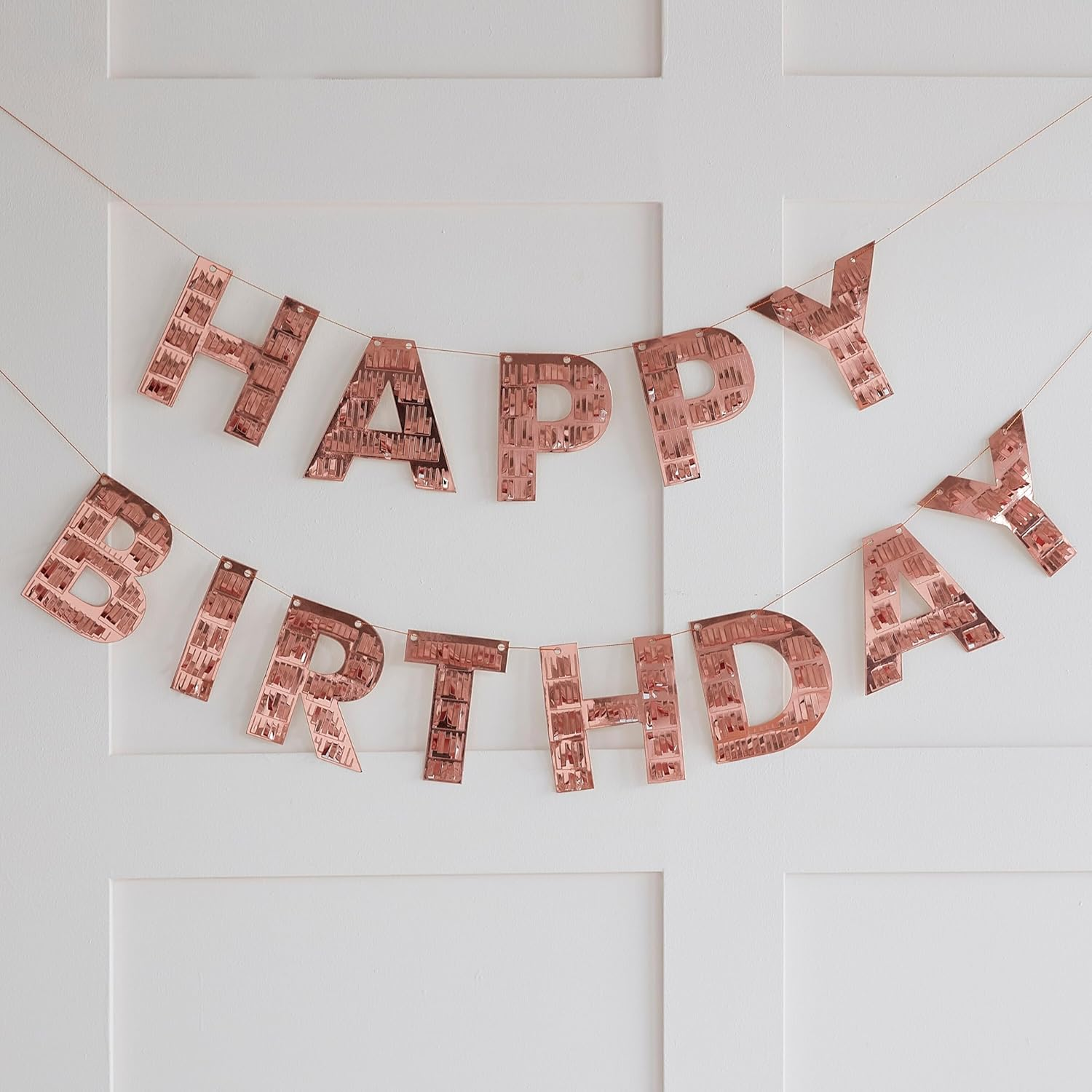 Ginger Ray Happy Birthday Fringe Bunting, Rose Gold, 1.5 M Size image number 3