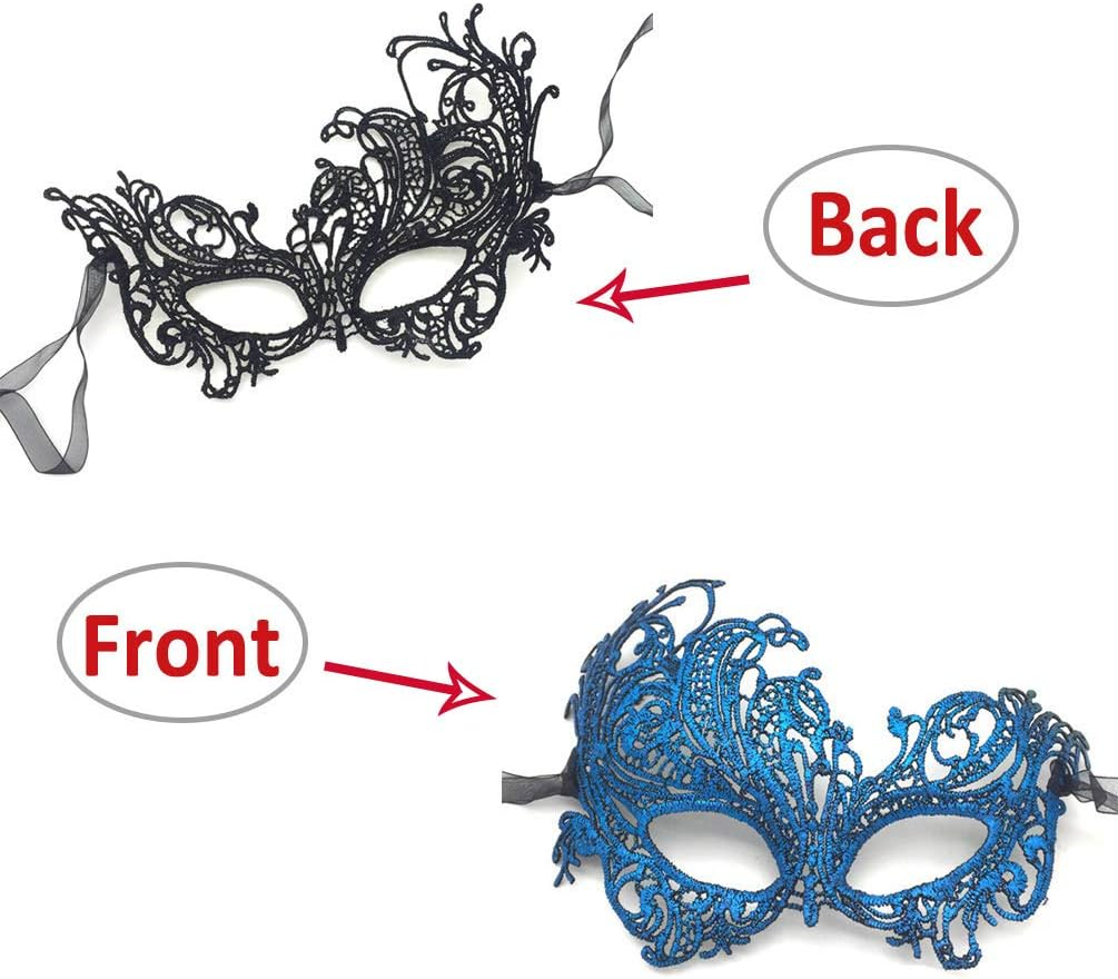 Imapo Masquerade Mask for Women, Mardi Gras Lace Masks, Cosplay Venetian Party Prom Ball Christmas Halloween Eye Lady Masks - Phoenix (Blue) image number 4