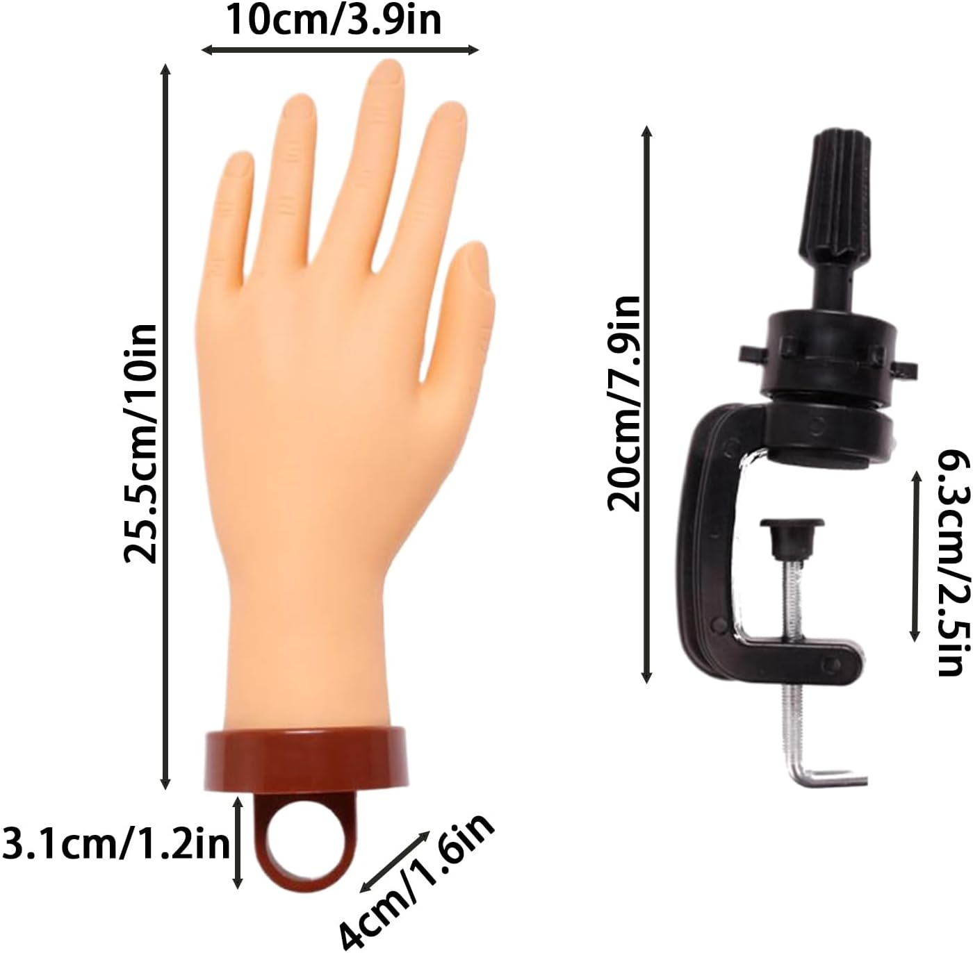 Bendable Nail Practice Fake Hand with Holder 25.5X10 Cm Fake Hand for Acrylic Nails 0.2Kg Realistic Manicure Model Training Tool for Beginners Teaching Professional image number 3