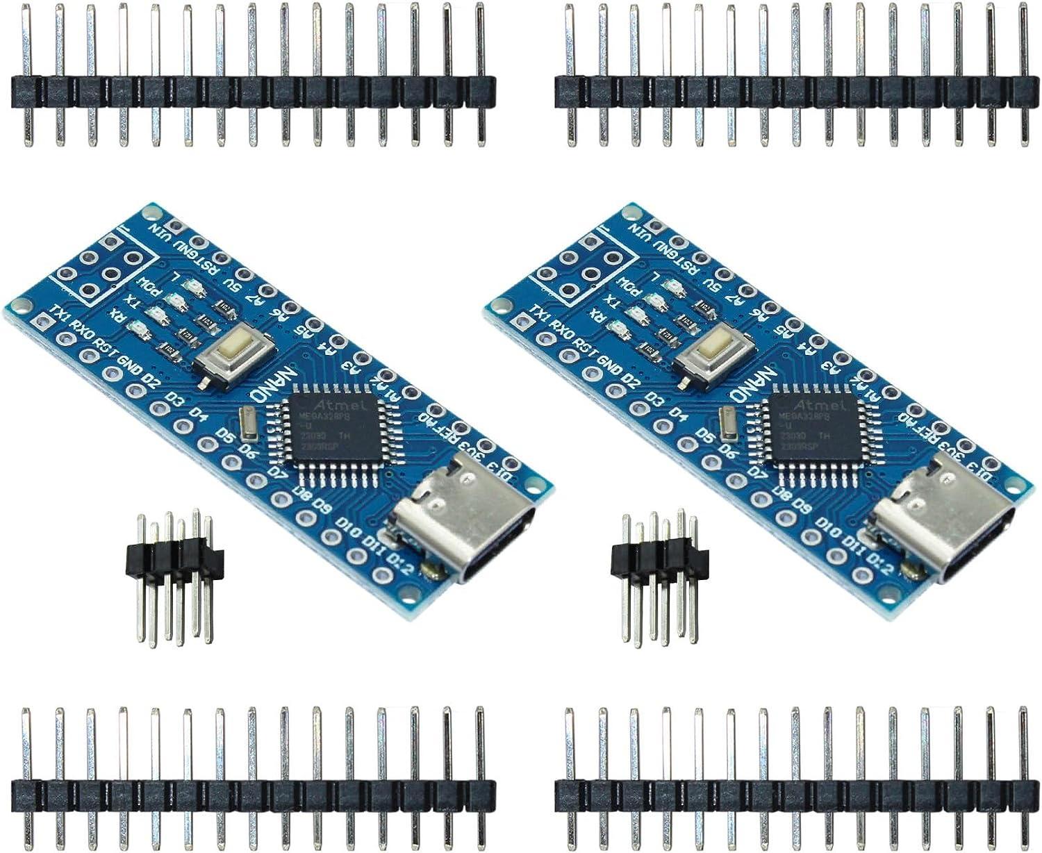 DIGISHUO 2Pcs Nano V3.0 Atmega328P CH340G | 5V 16M Type-C Port Module| Micro Controller Board Development Board with PIN Headers Pin Unsoldered