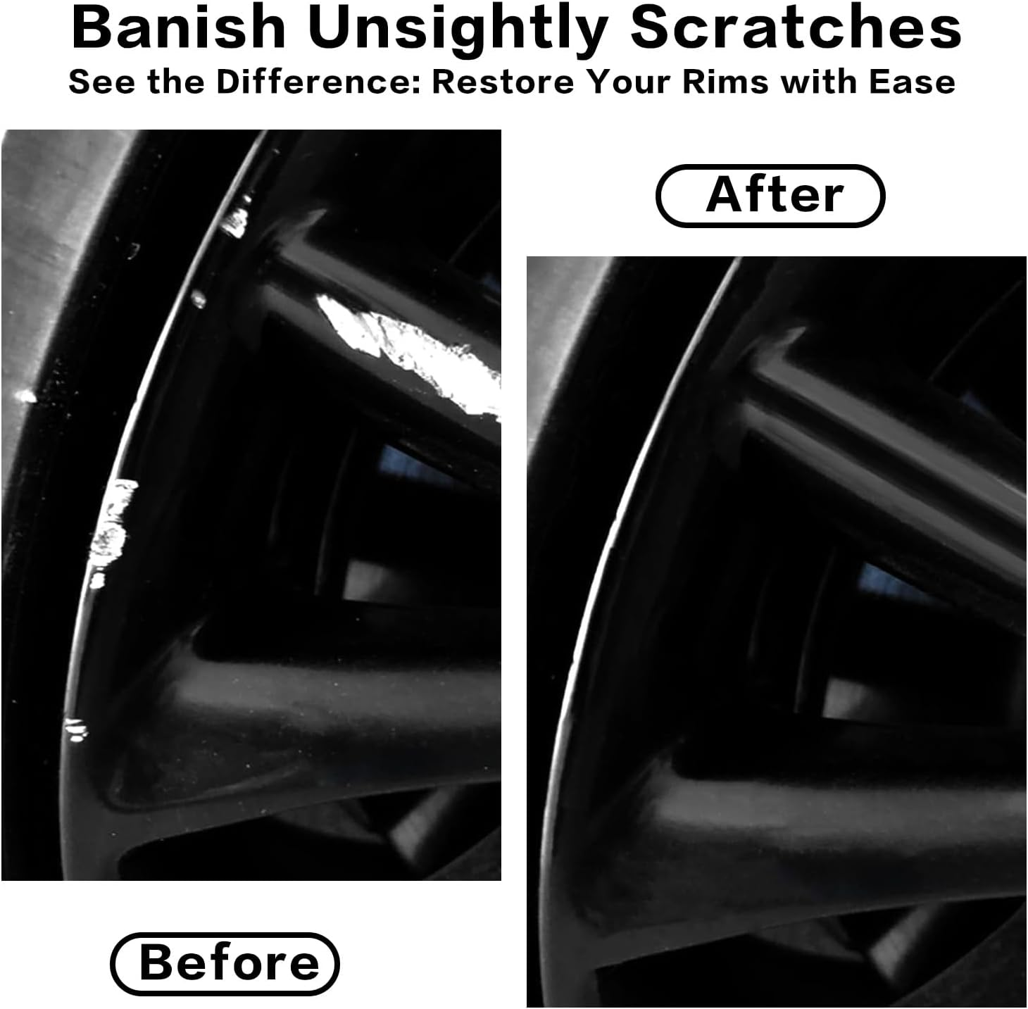 Kaoruo Gloss Black Rim Touch up Paint, Quick and Easy Wheel Scratch Repair, Rim Paint for Car Wheel Repair Wheel Repair Kit Curb Rash