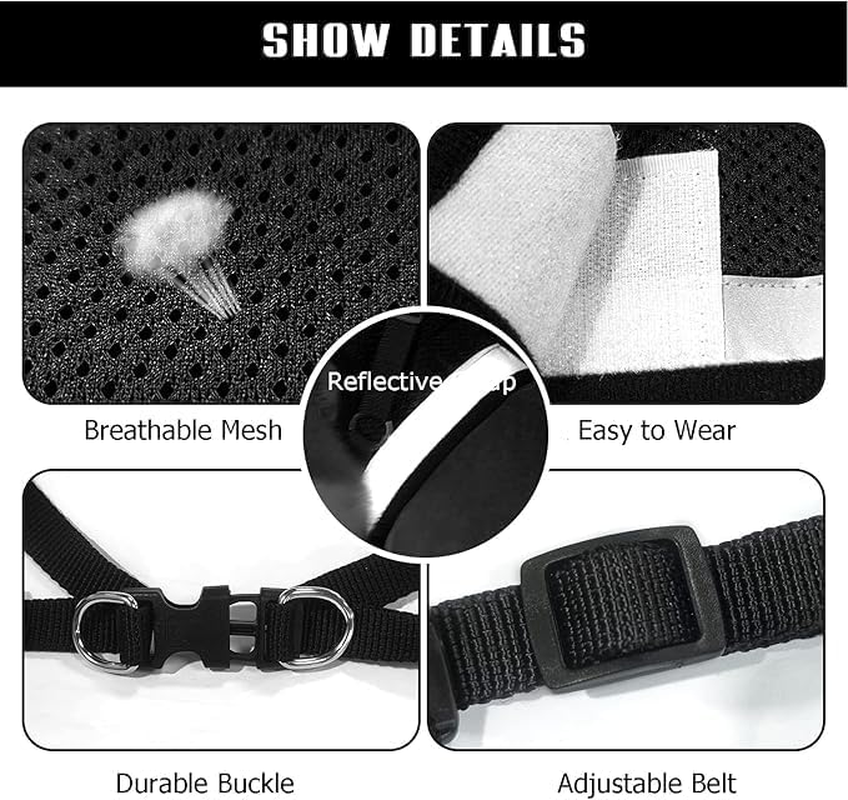 4M Pets No-Pull Reflective Mesh Dog Harness & Leash &ndash; Breathable, Step-In Vest for Small & Medium Dogs (Black, M) image number 2